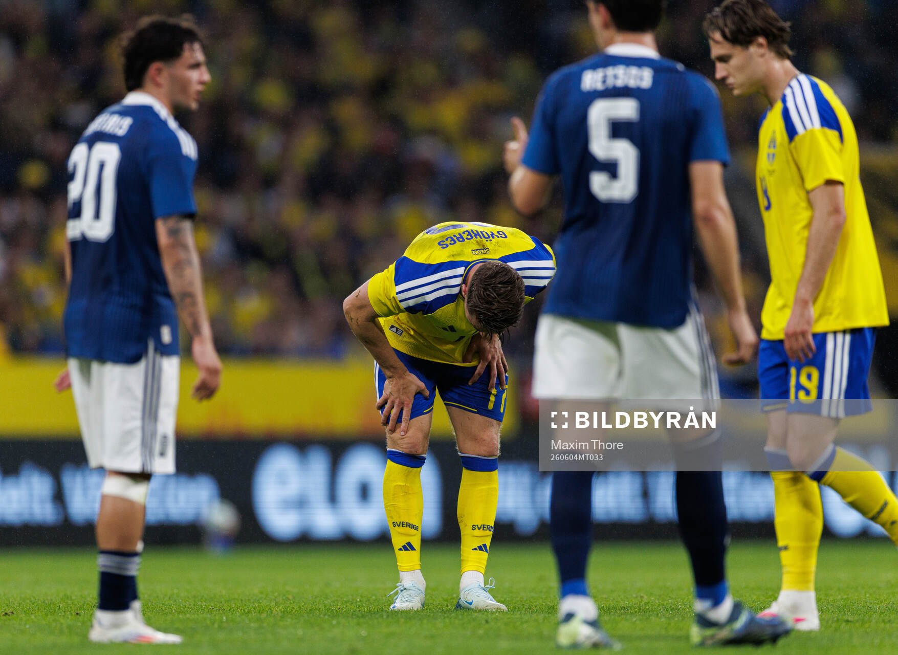 Viktor Gyökeres of Sweden in pain