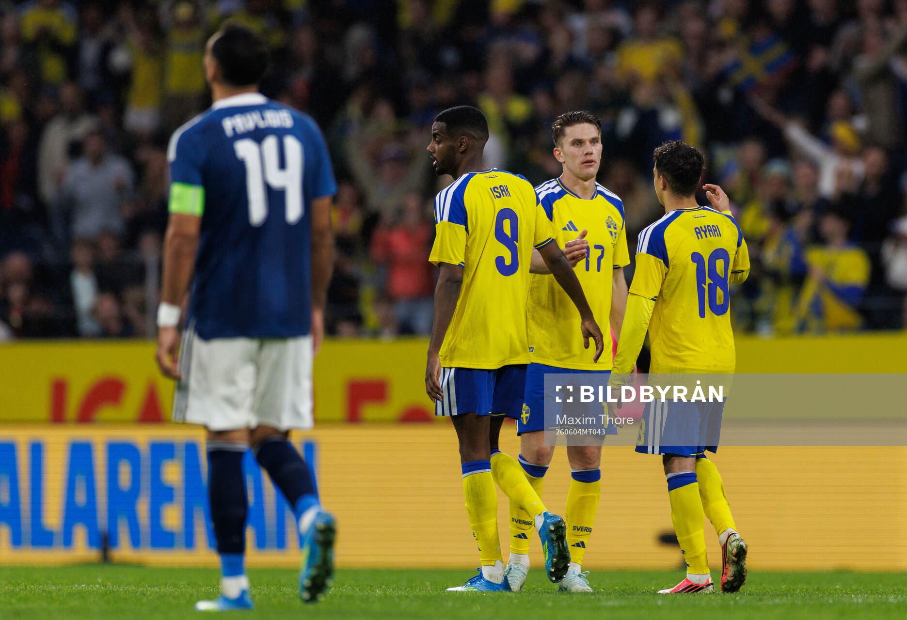 Alexander Isak, Viktor Gyökeres and Yasin Ayari of Sweden