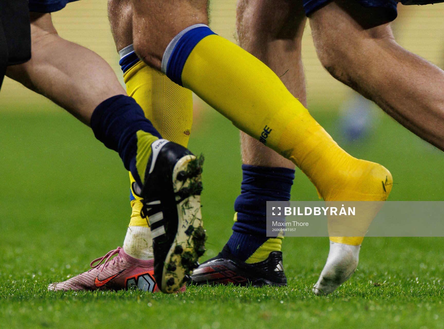 Benjamin Nygren of Sweden with a taped foot