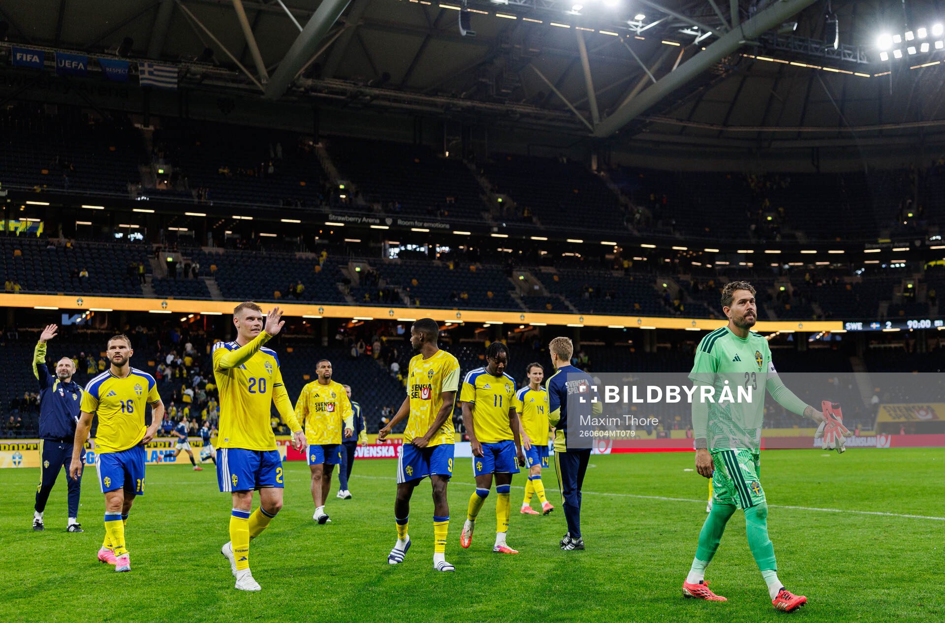 Taha Ali, Alexander Isak, Anthony Elanga and goalkeeper