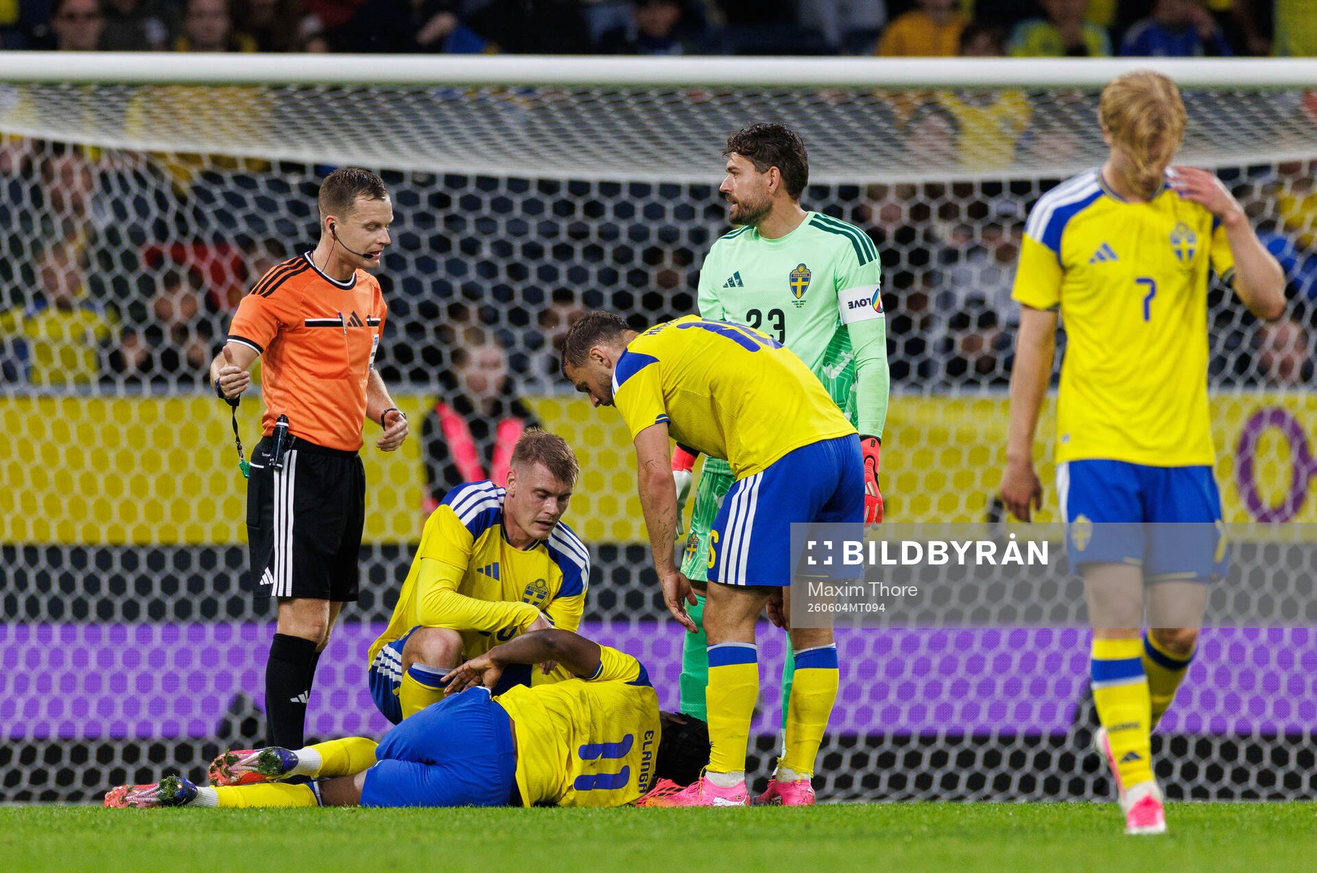 Anthony Elanga of Sweden in pain