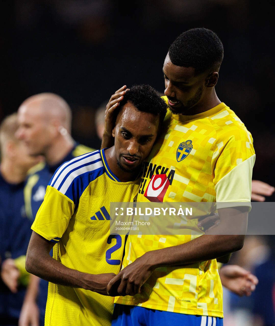 Taha Ali and Alexander Isak of Sweden