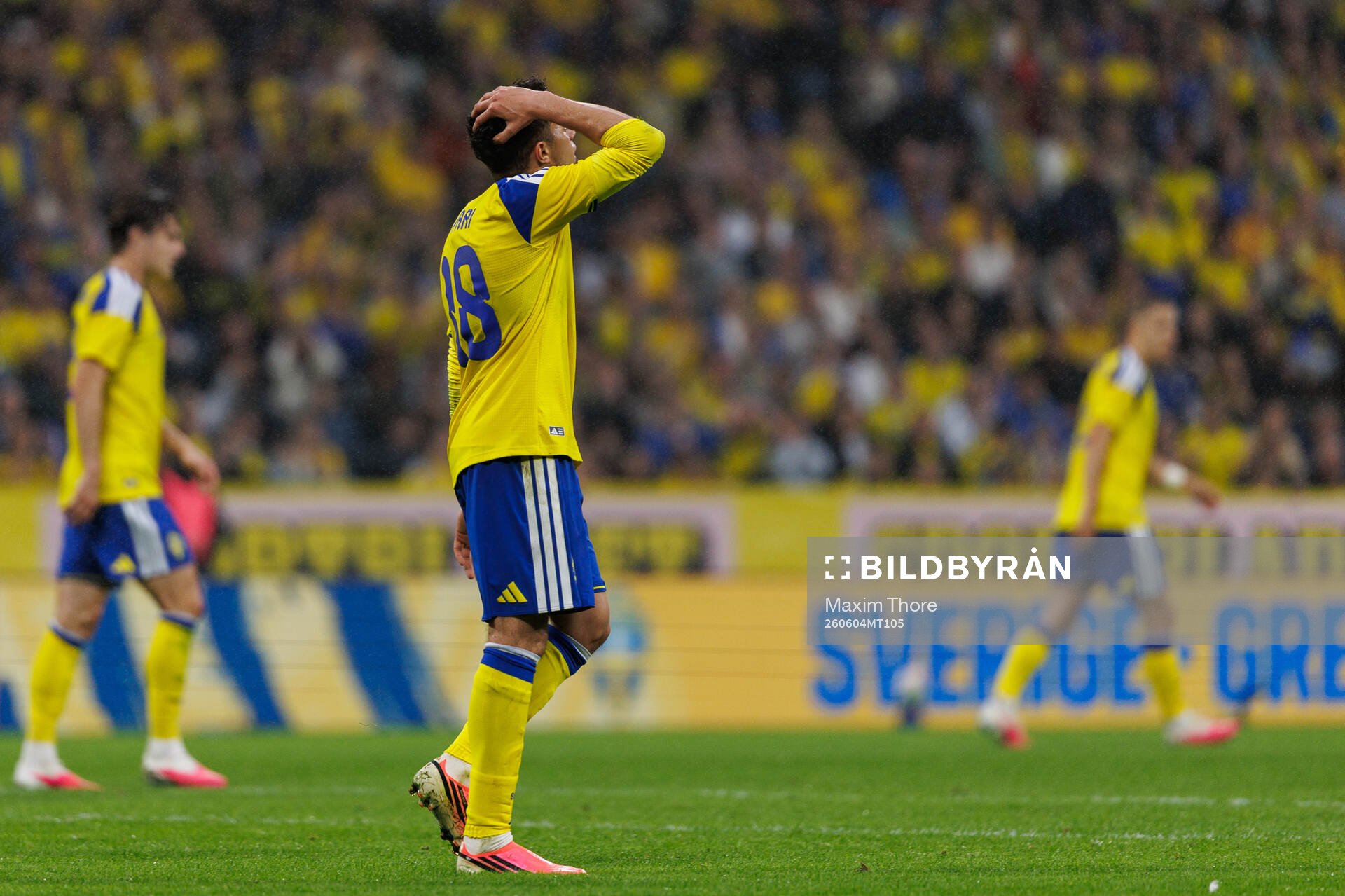 Yasin Ayari of Sweden looks dejected
