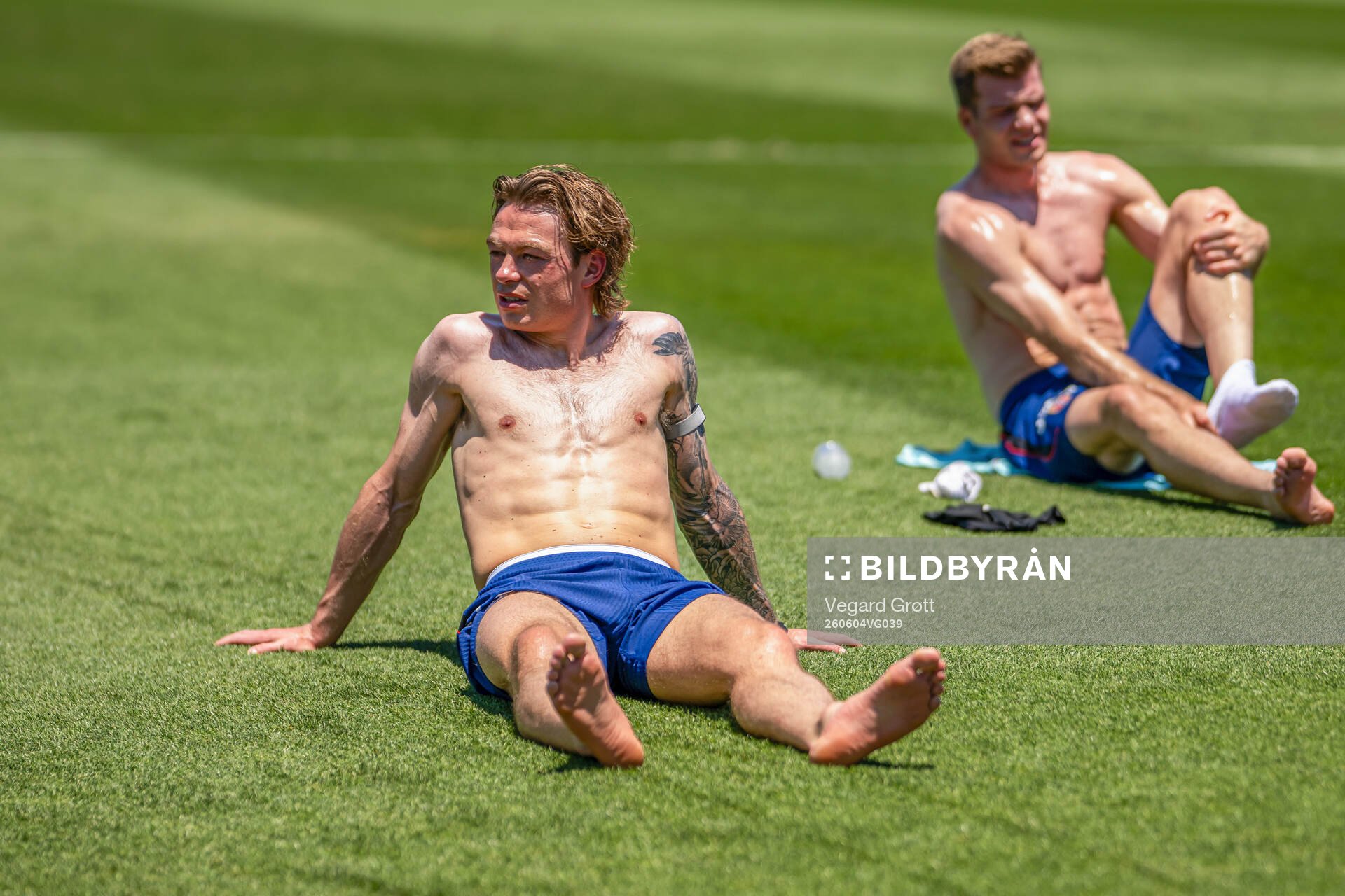 Patrick Berg and Alexander Sørloth of the Norwegian