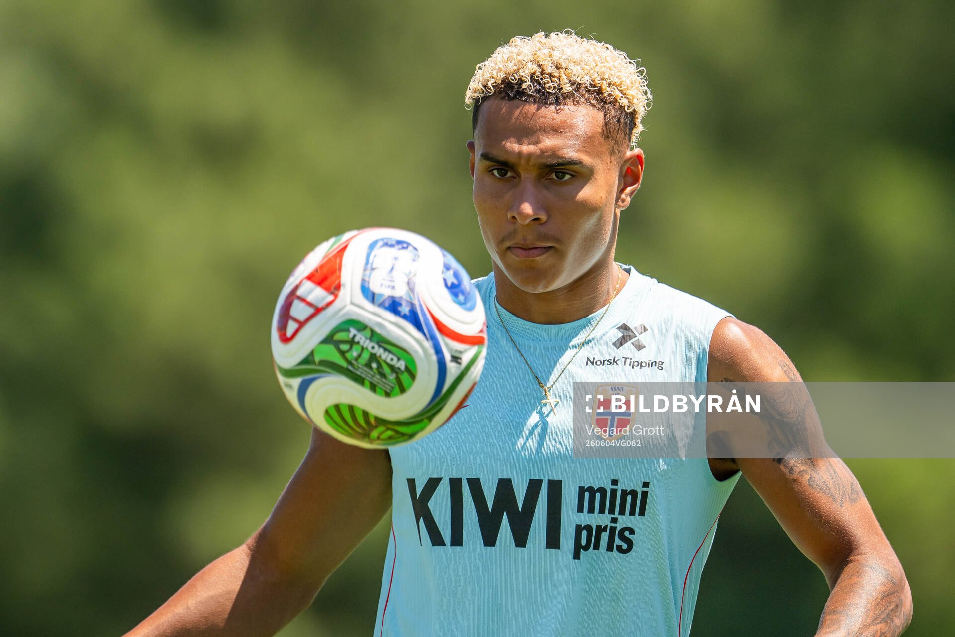 Antonio Nusa of the Norwegian national football team at a