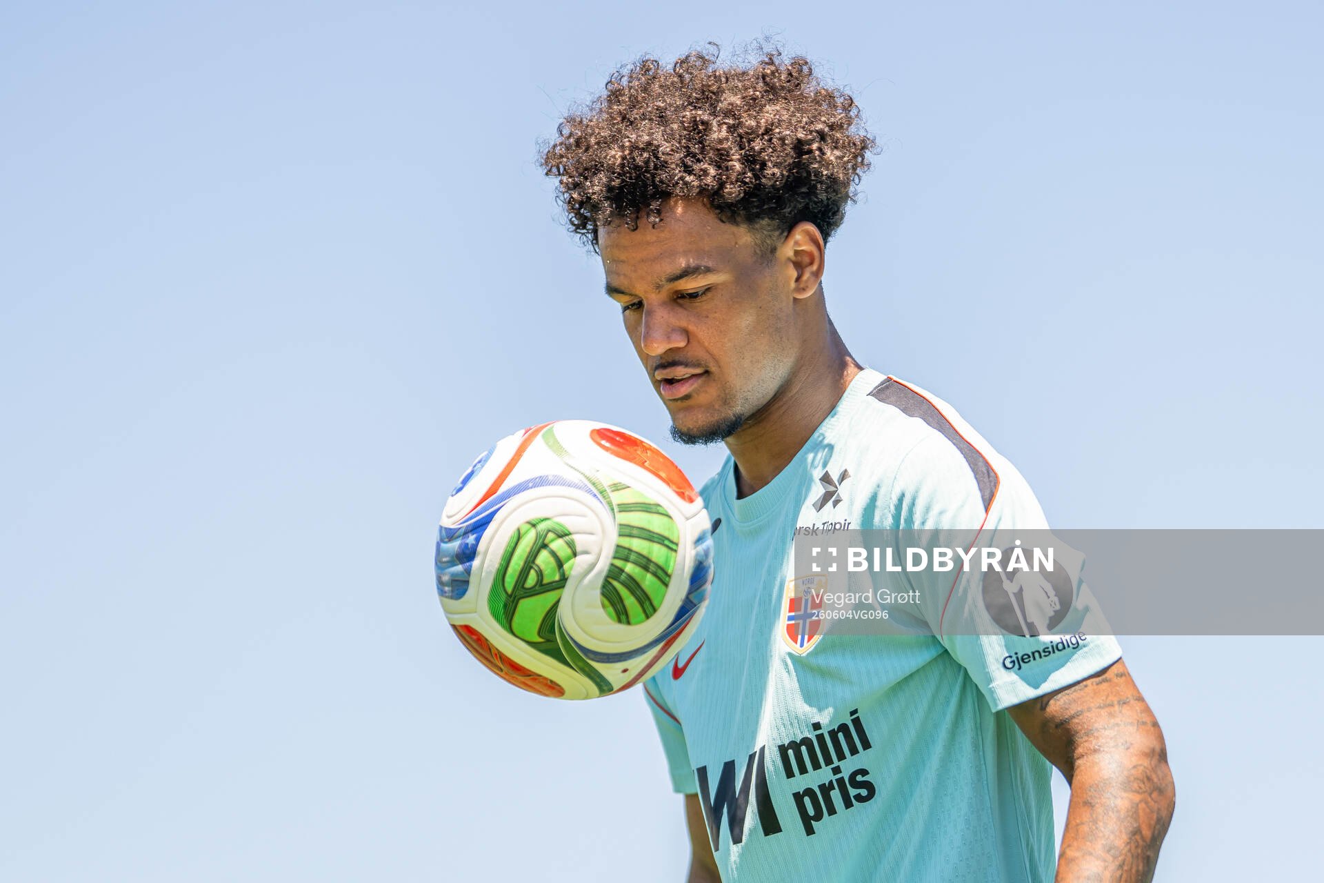 Oscar Bobb of the Norwegian national football team at a