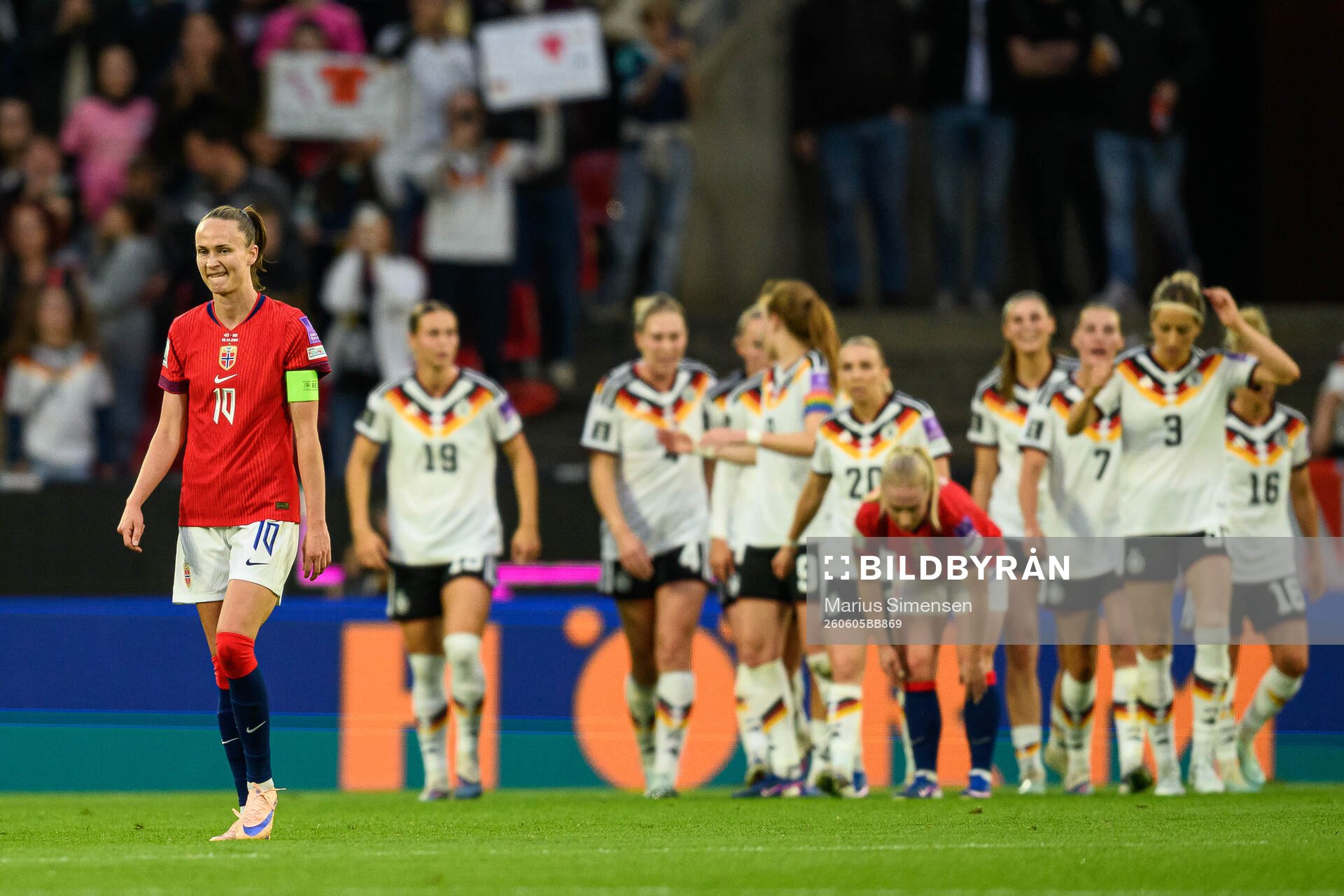 Caroline Graham Hansen of Norway looks dejected