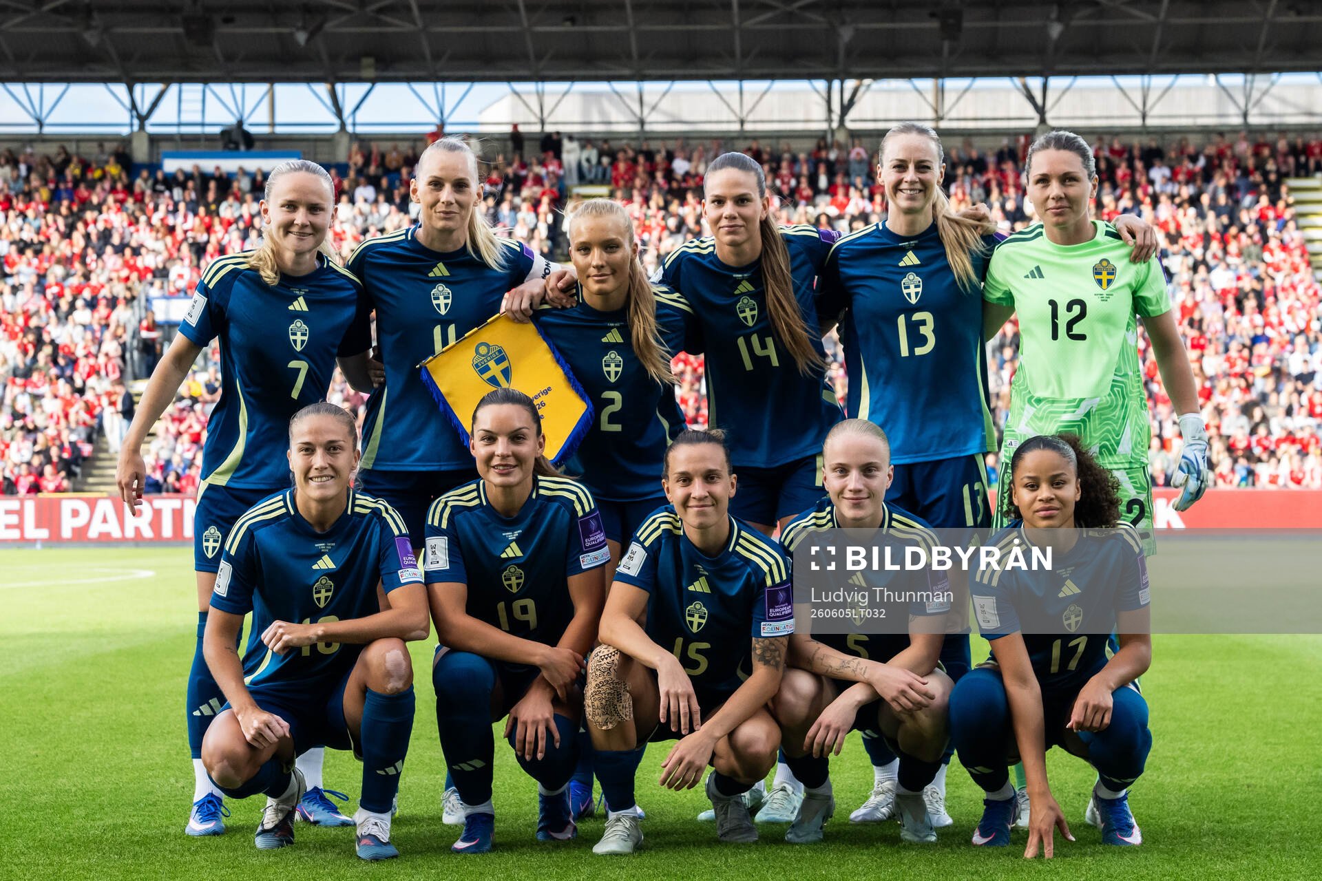 The starting eleven of Sweden pose for a team photo. From