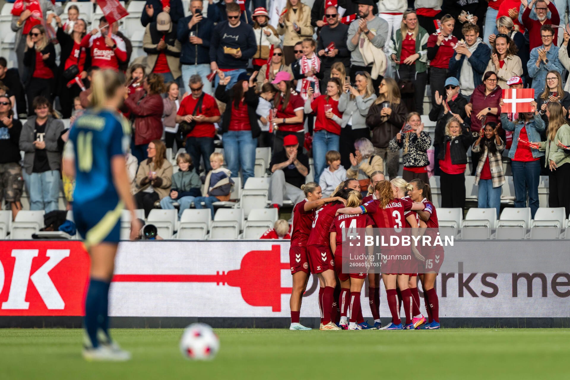 Cecilie Fløe Nielsen of Denmark celebrates with team mates
