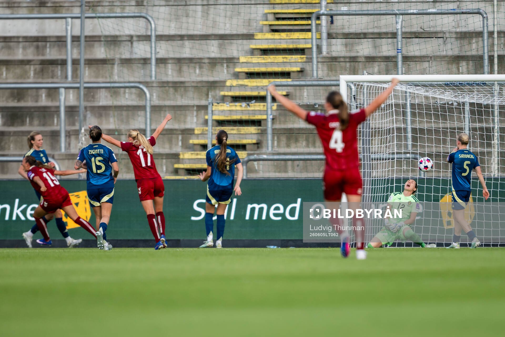 Goalkeeper Jennifer Falk of Sweden looks dejected