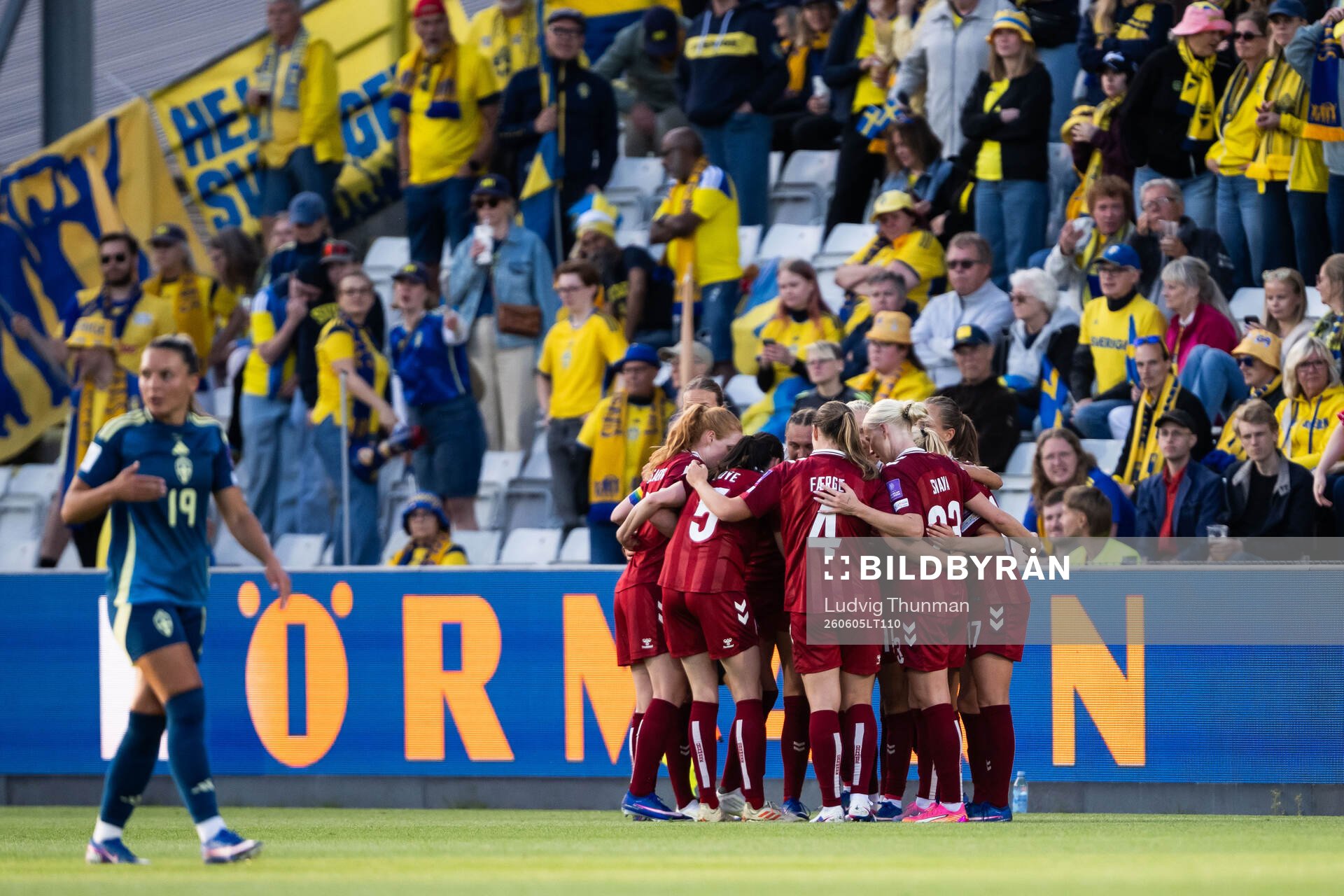 Pernille Harder of Denmark celebrates with team mates