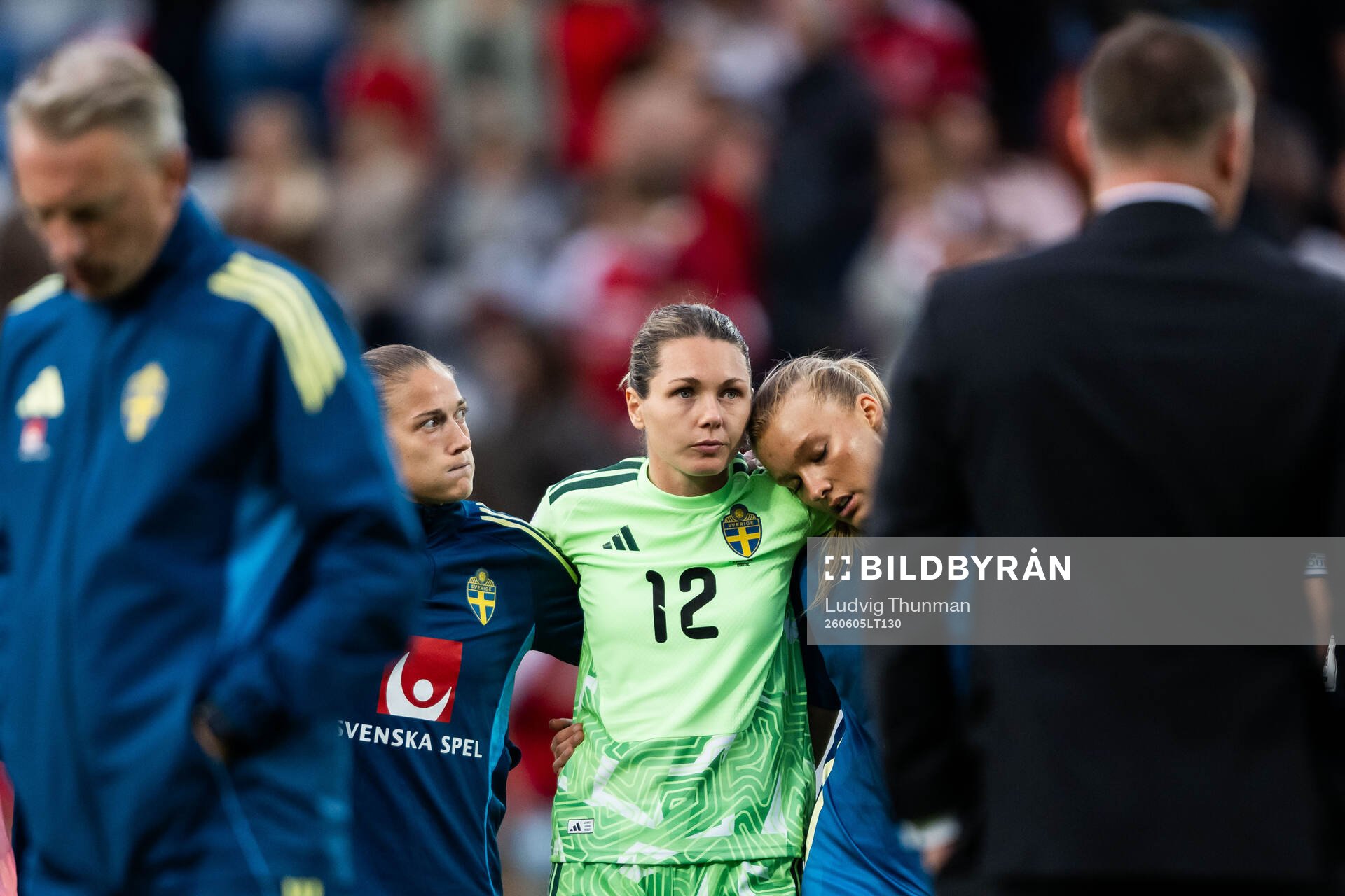 Filippa Angeldahl, goalkeeper Jennifer Falk and Smilla
