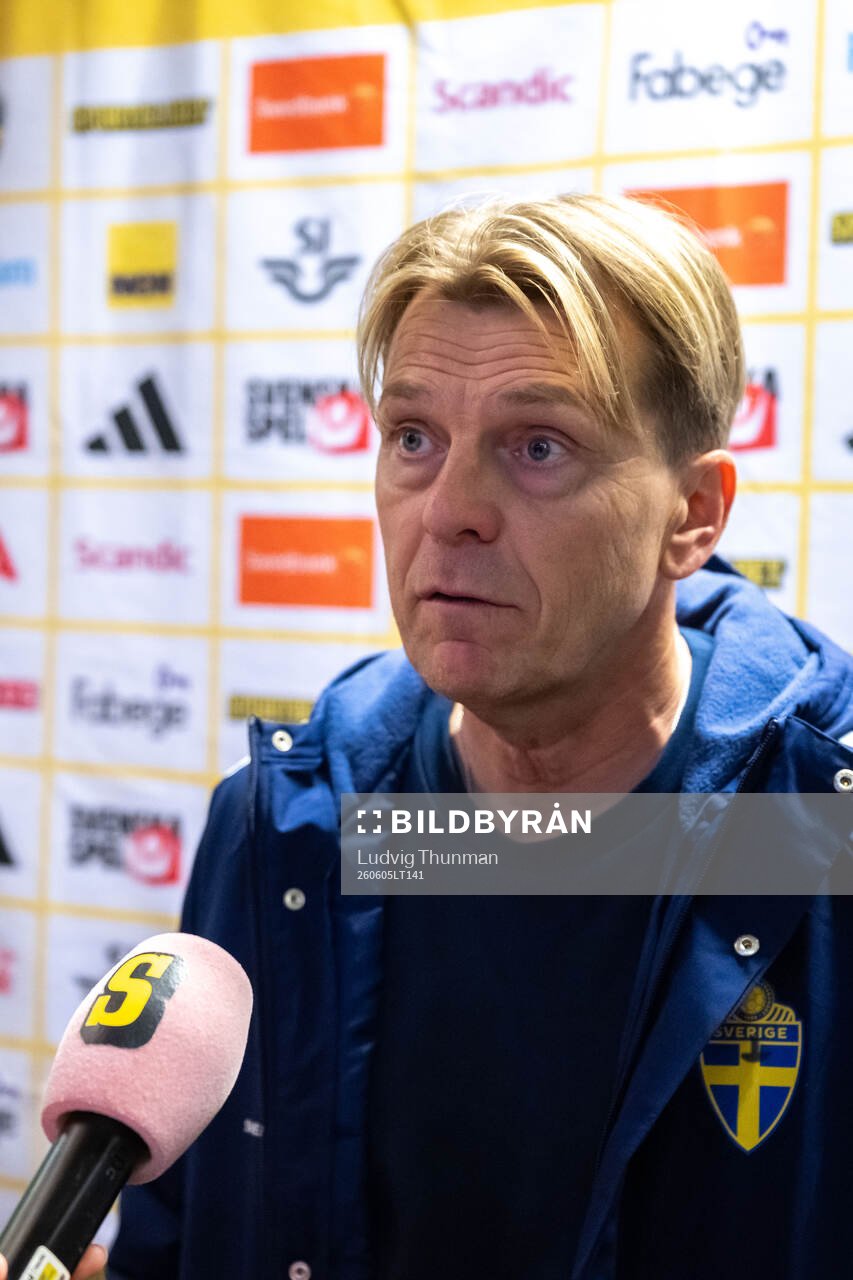 Head coach Tony Gustavsson of Sweden in mixed zone