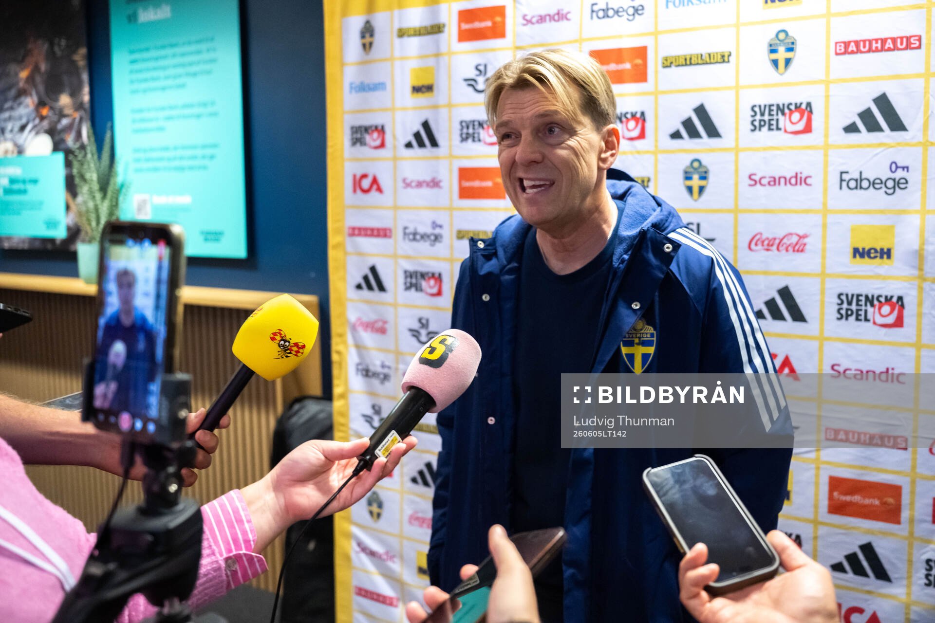 Head coach Tony Gustavsson of Sweden in mixed zone