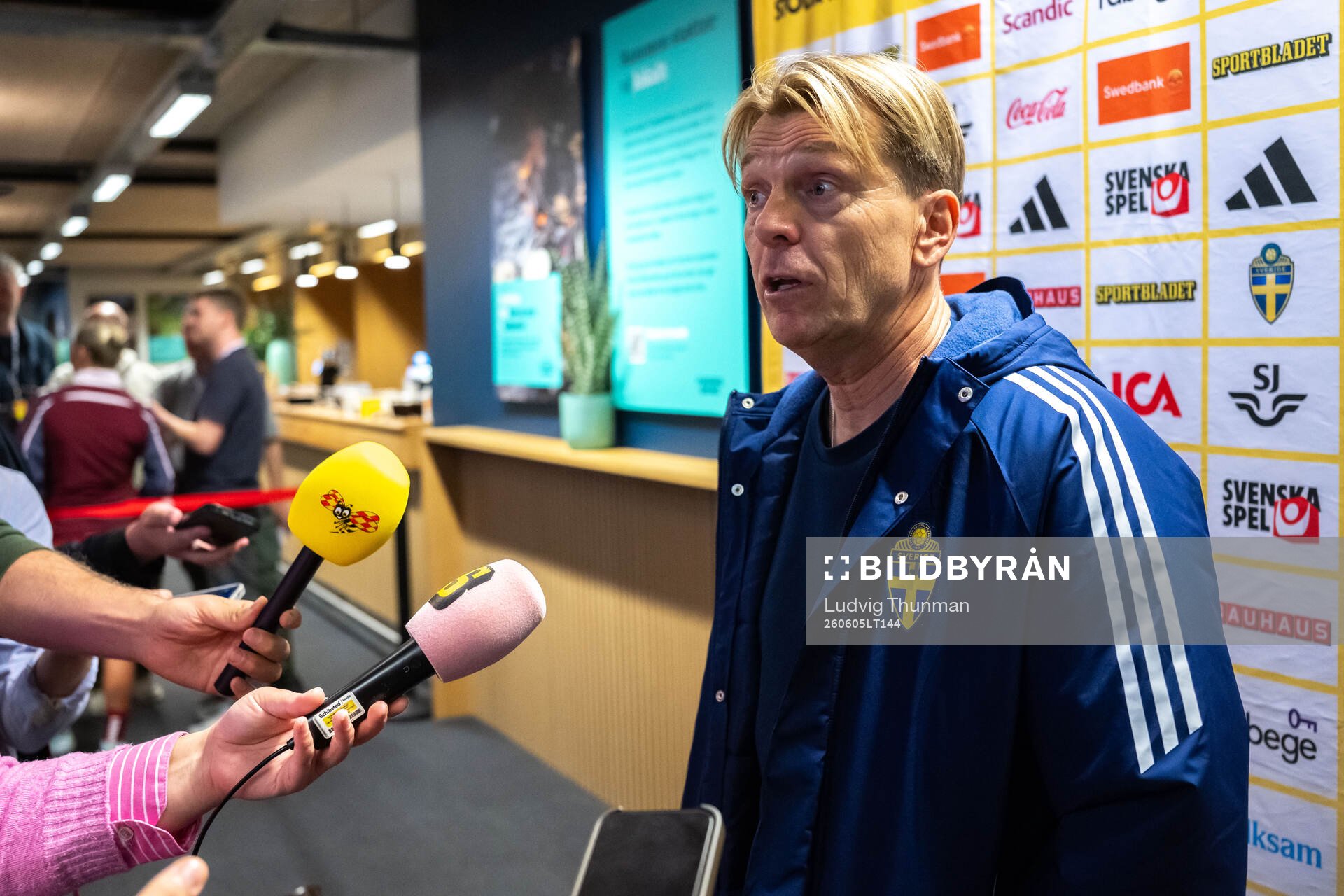 Head coach Tony Gustavsson of Sweden in mixed zone