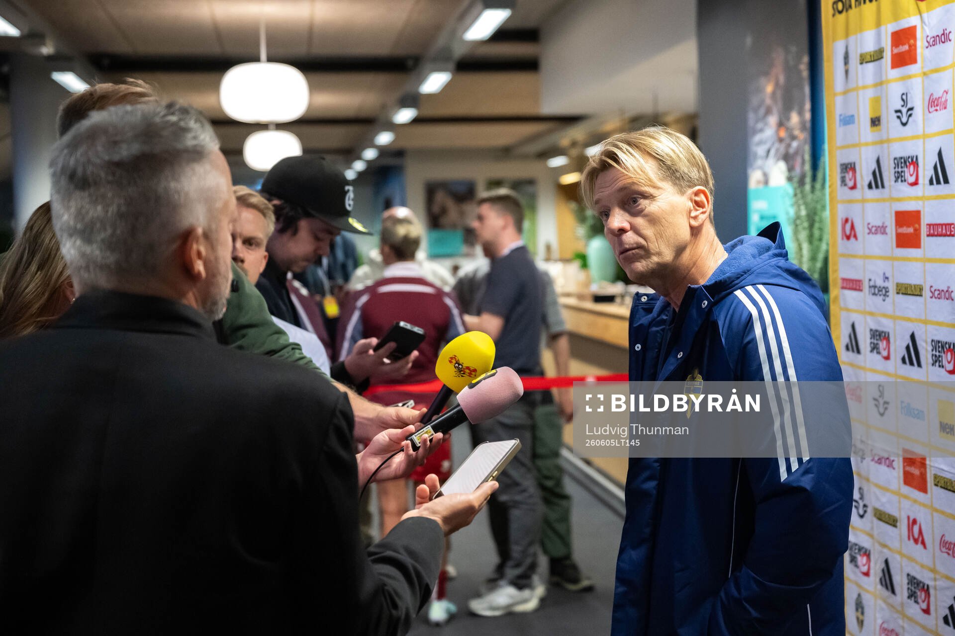 Head coach Tony Gustavsson of Sweden in mixed zone