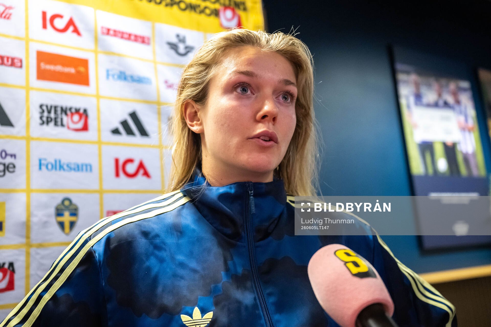 Beata Olsson of Sweden in mixed zone