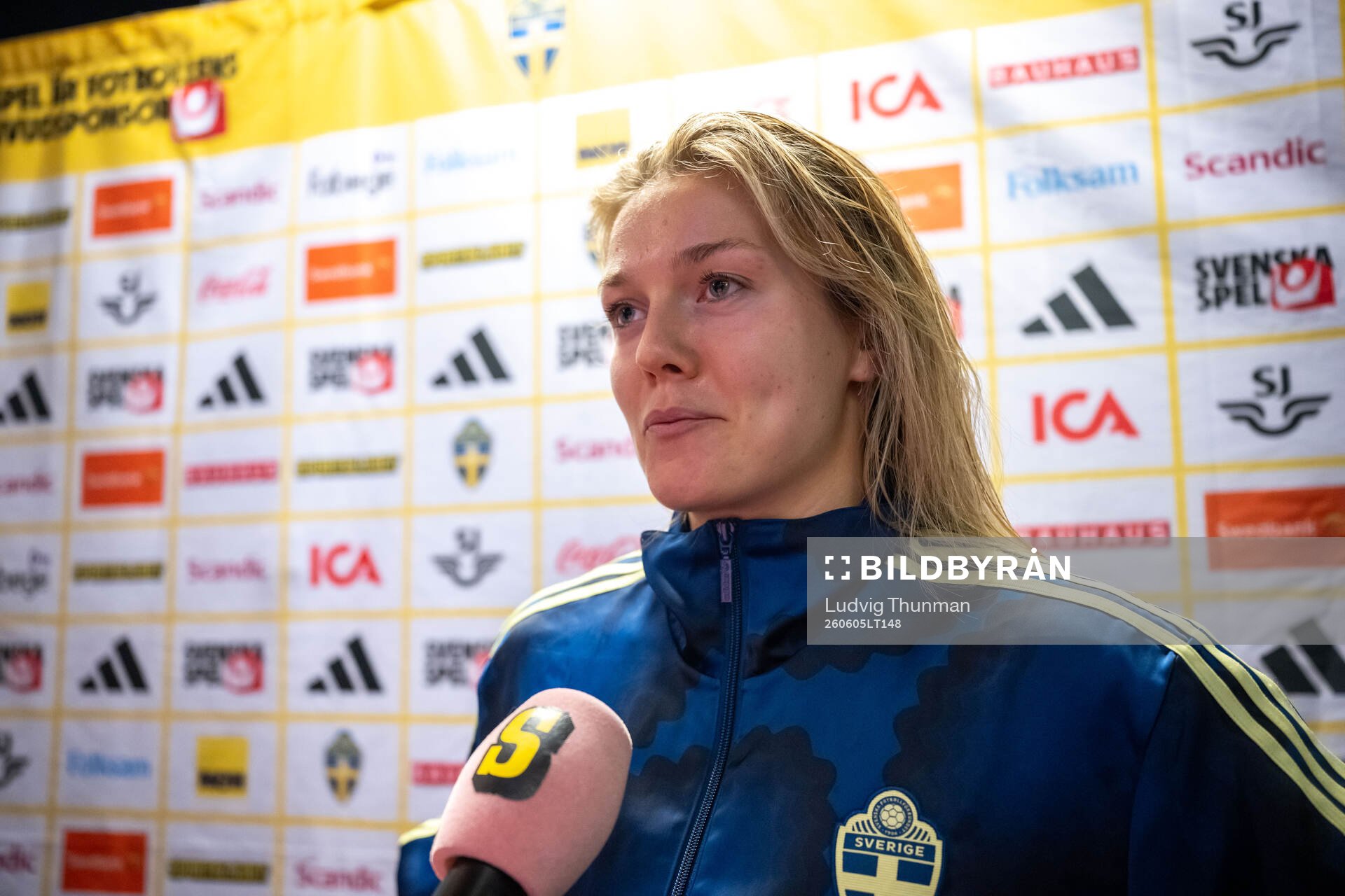 Beata Olsson of Sweden in mixed zone