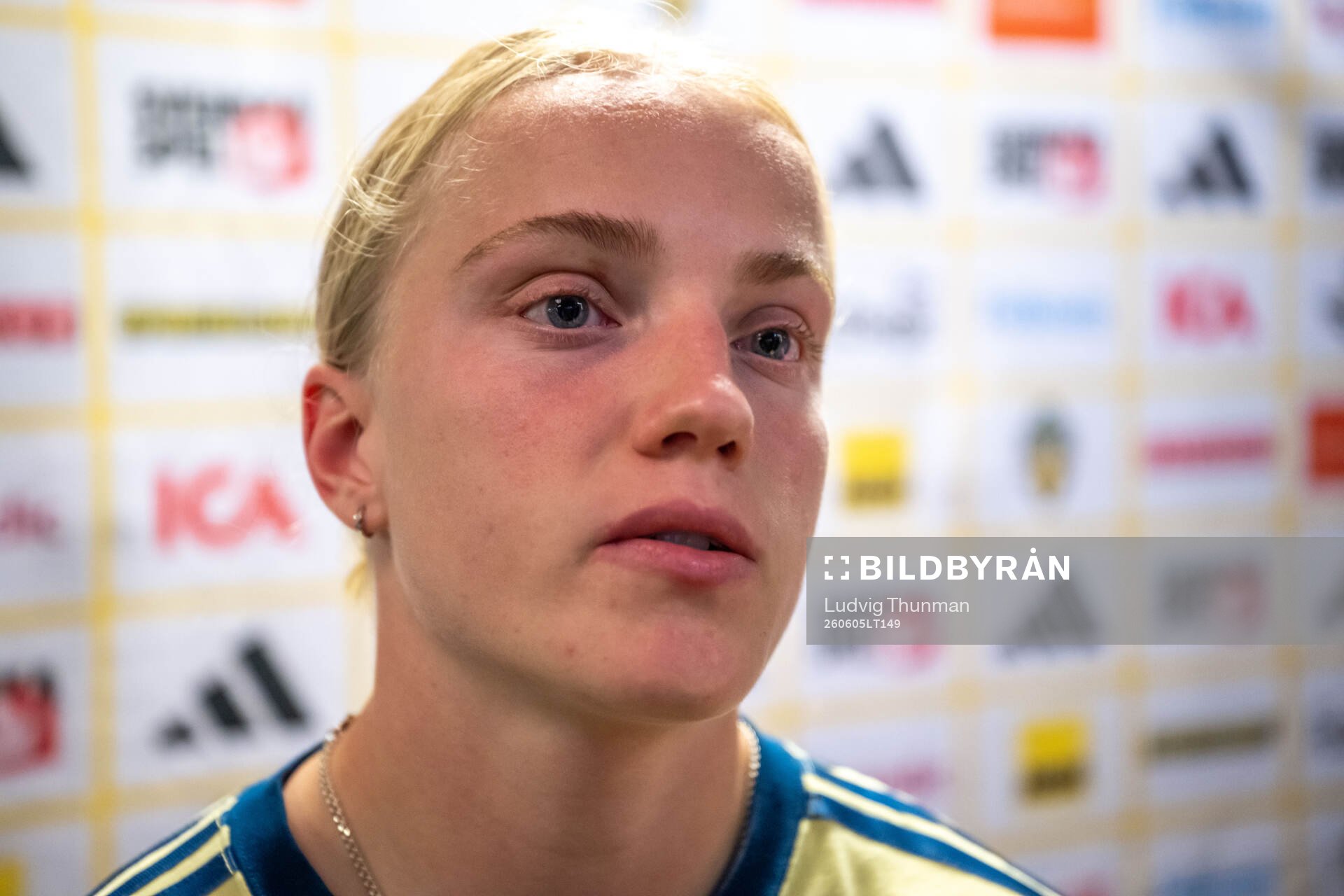 Anna Sandberg of Sweden in mixed zone