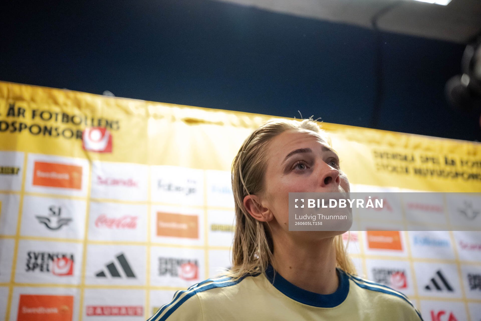 Fridolina Rolfö of Sweden in mixed zone