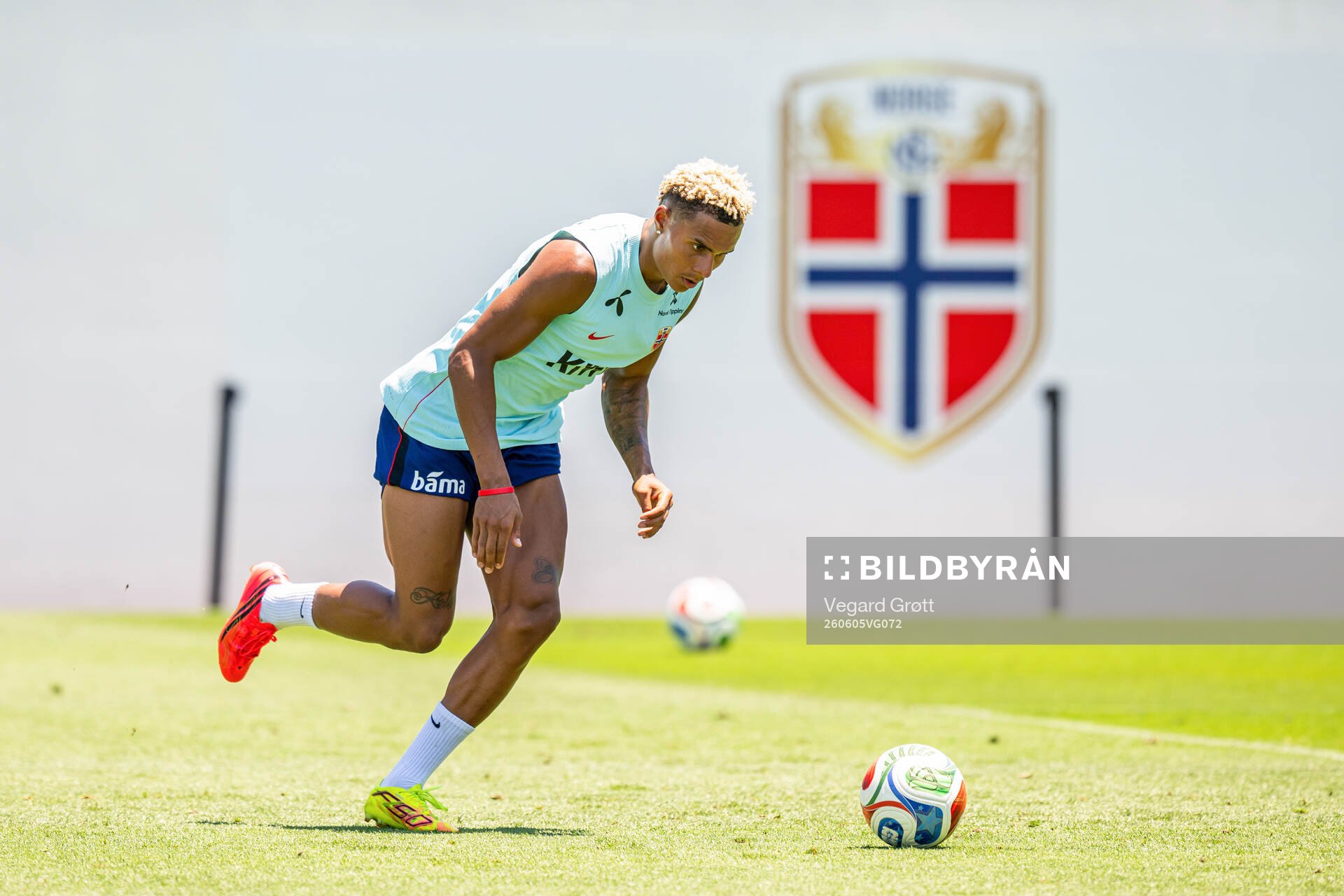 Antonio Nusa of the Norwegian national football team at a