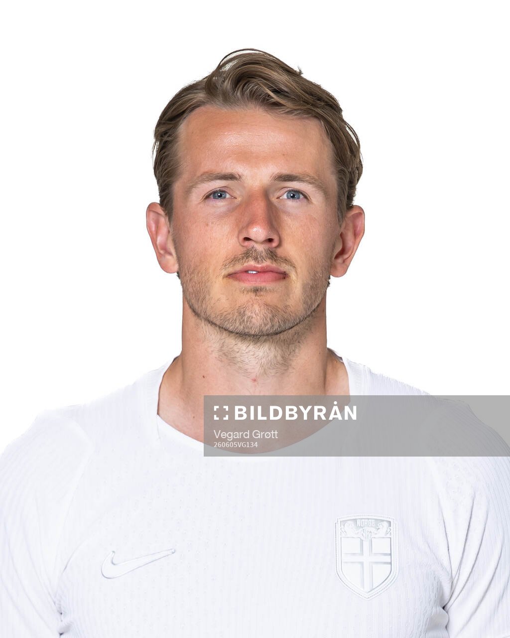 Sander Berge of the Norwegian national football team poses