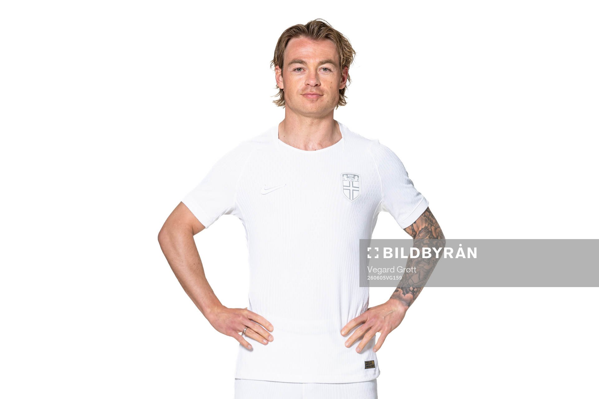 Patrick Berg of the Norwegian national football team poses