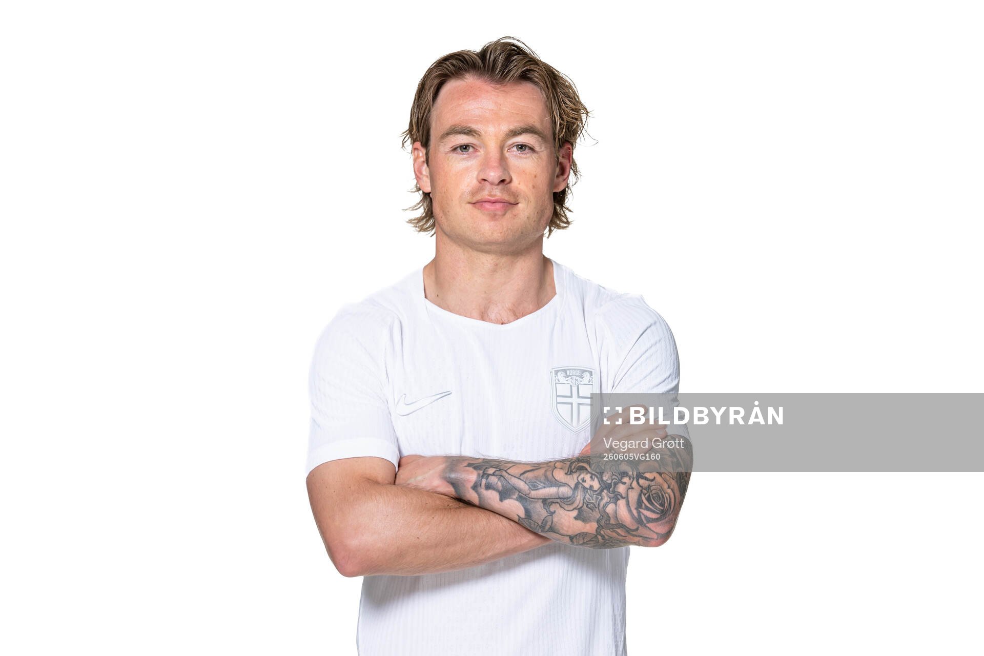 Patrick Berg of the Norwegian national football team poses