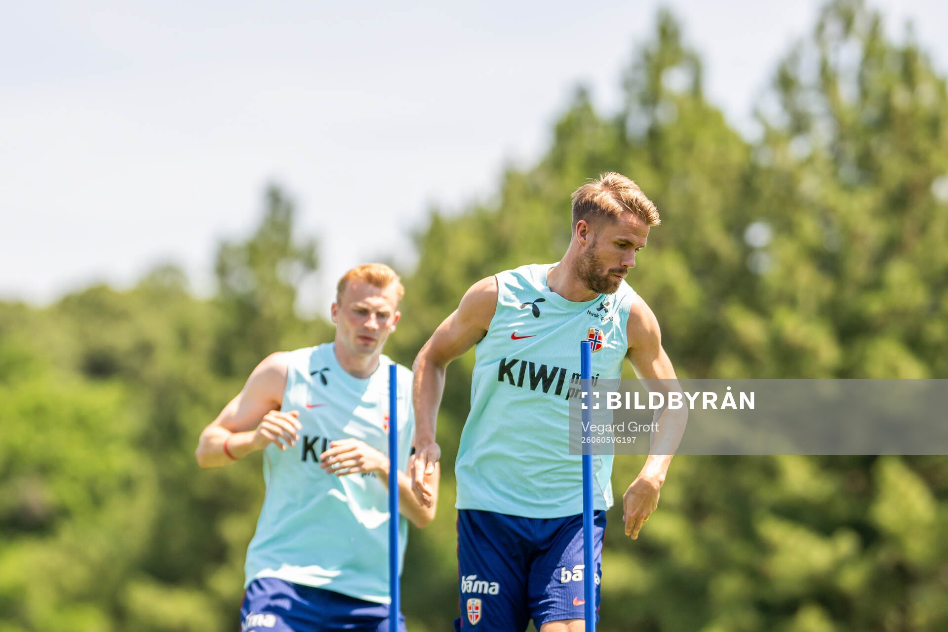 Sondre Langås and Kristoffer Ajer of the Norwegian