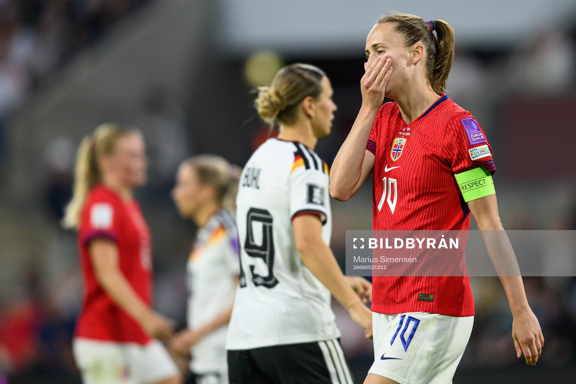 Caroline Graham Hansen of Norway looks dejected