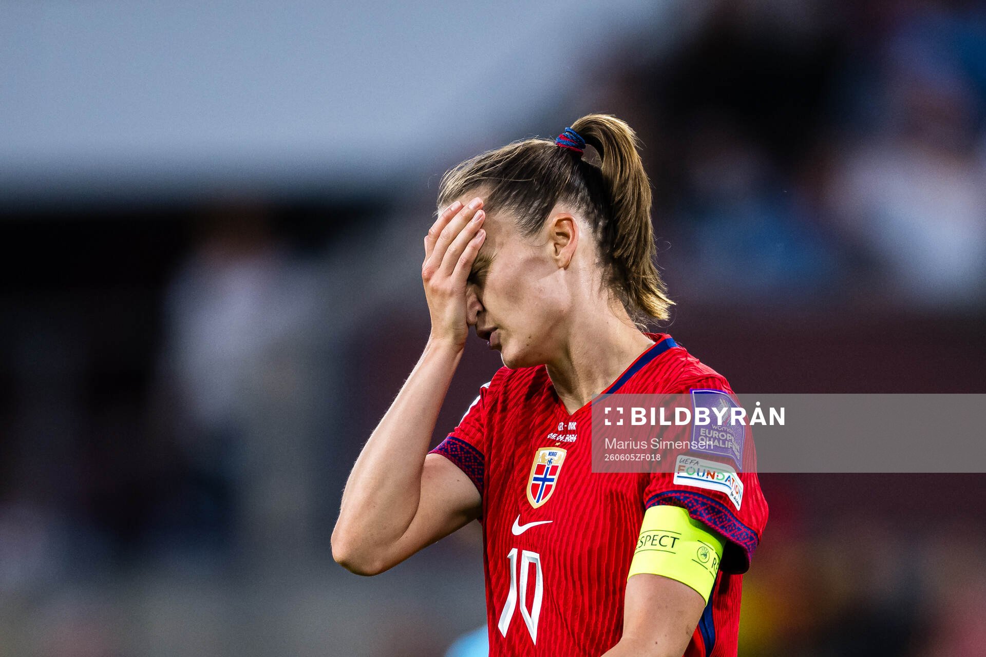 Caroline Graham Hansen of Norway looks dejected