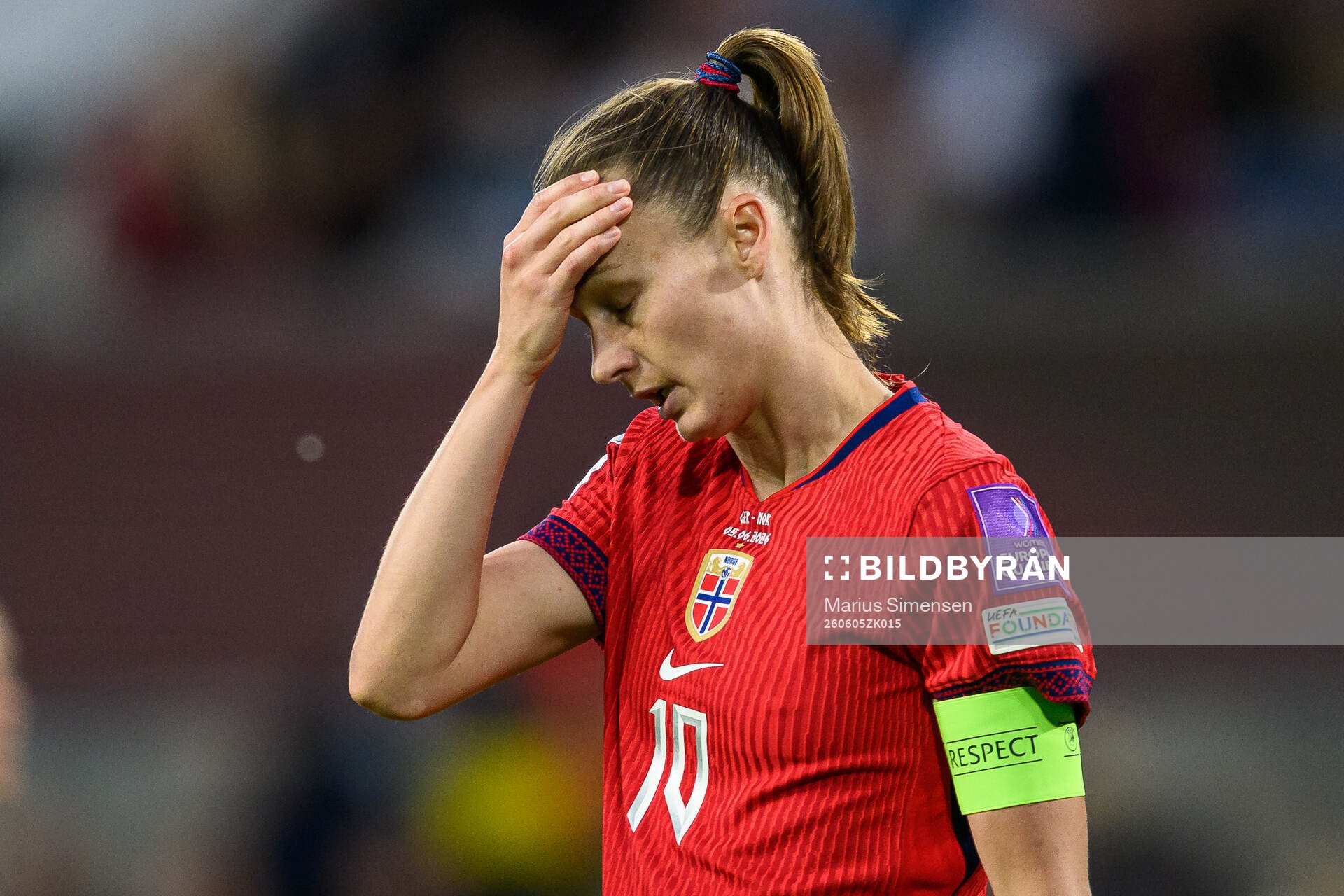 Caroline Graham Hansen of Norway looks dejected