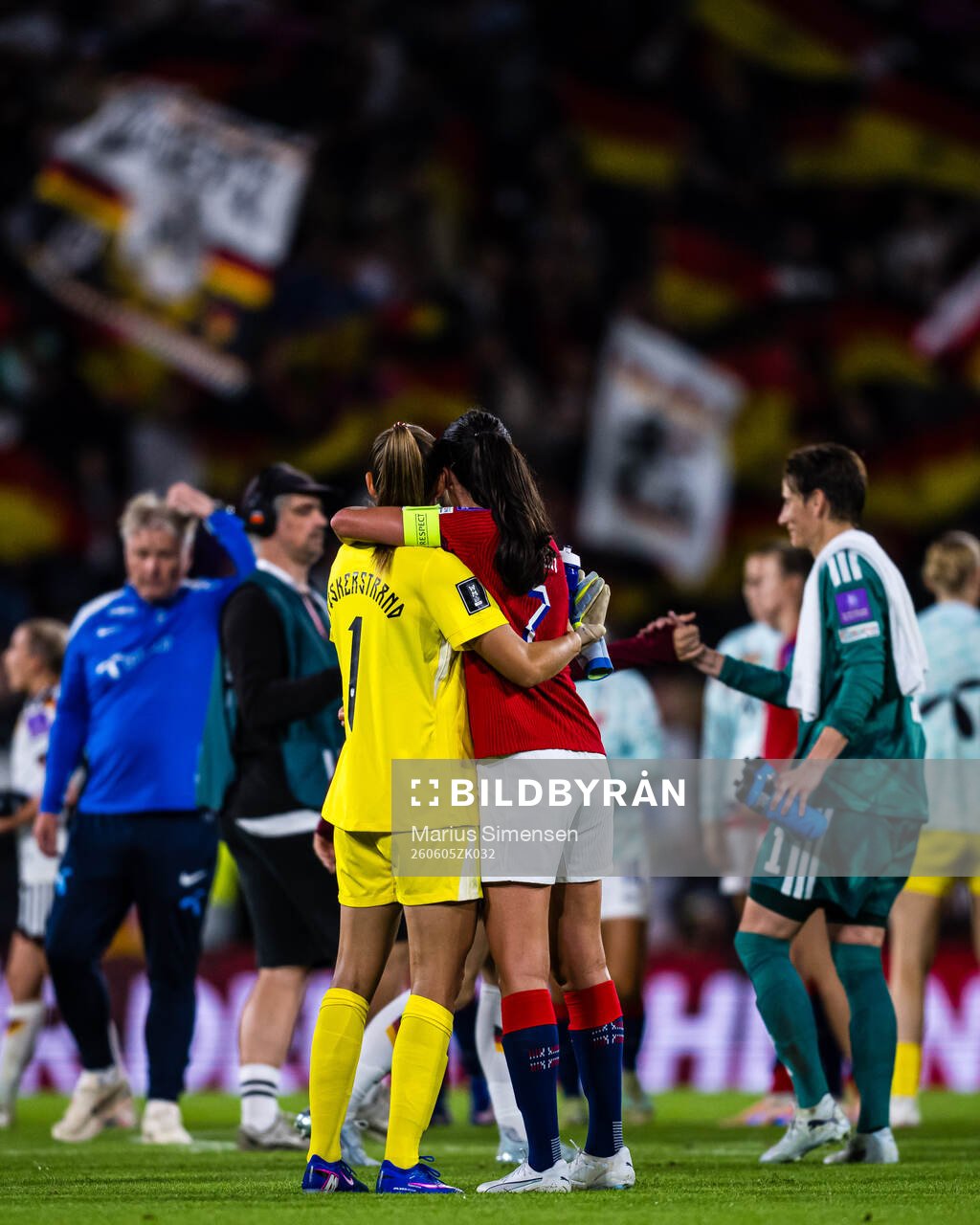 Goalkeeper Cecilie Fiskerstrand and Ingrid Engen of Norway