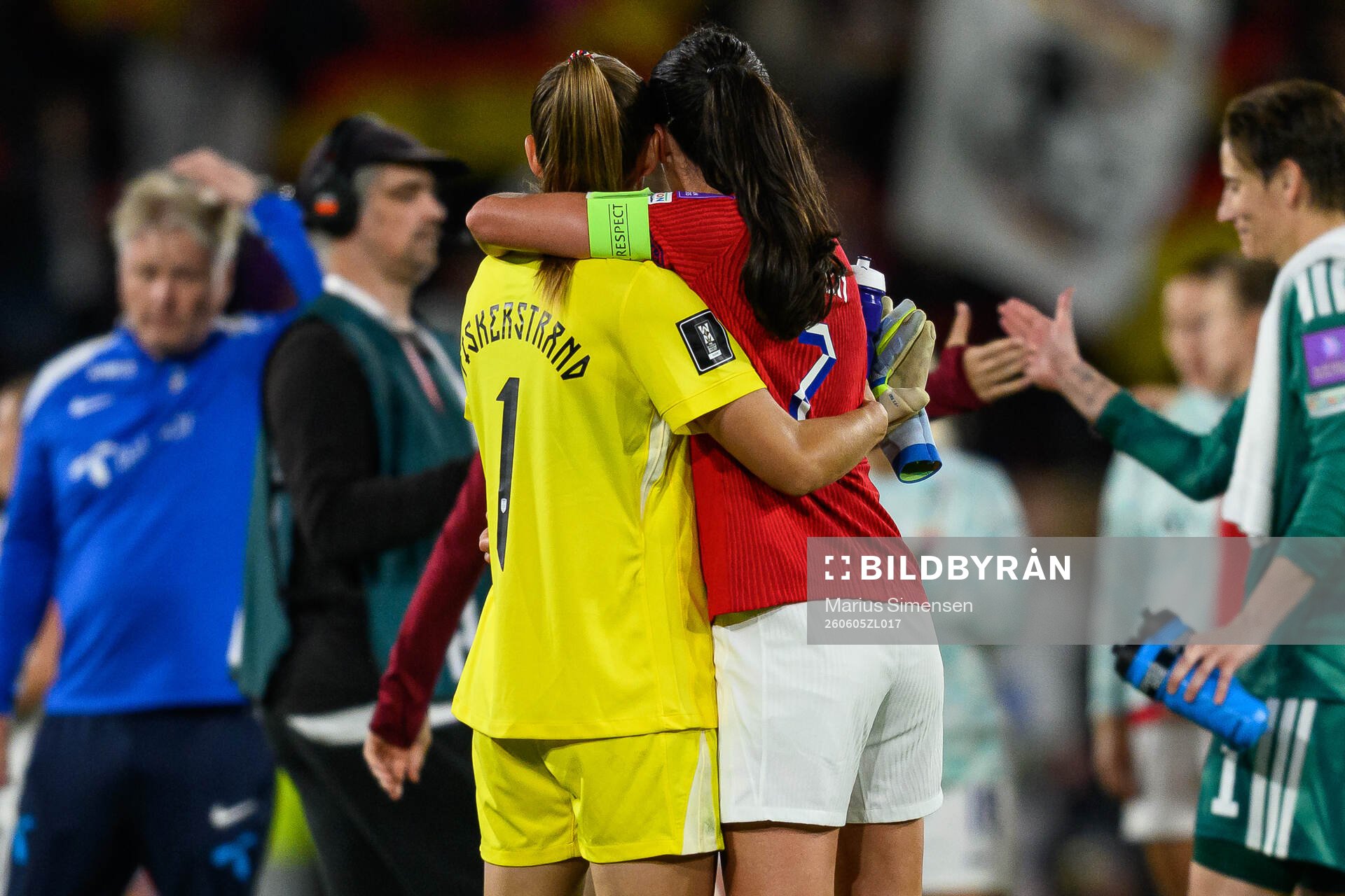 Goalkeeper Cecilie Fiskerstrand and Ingrid Engen of Norway