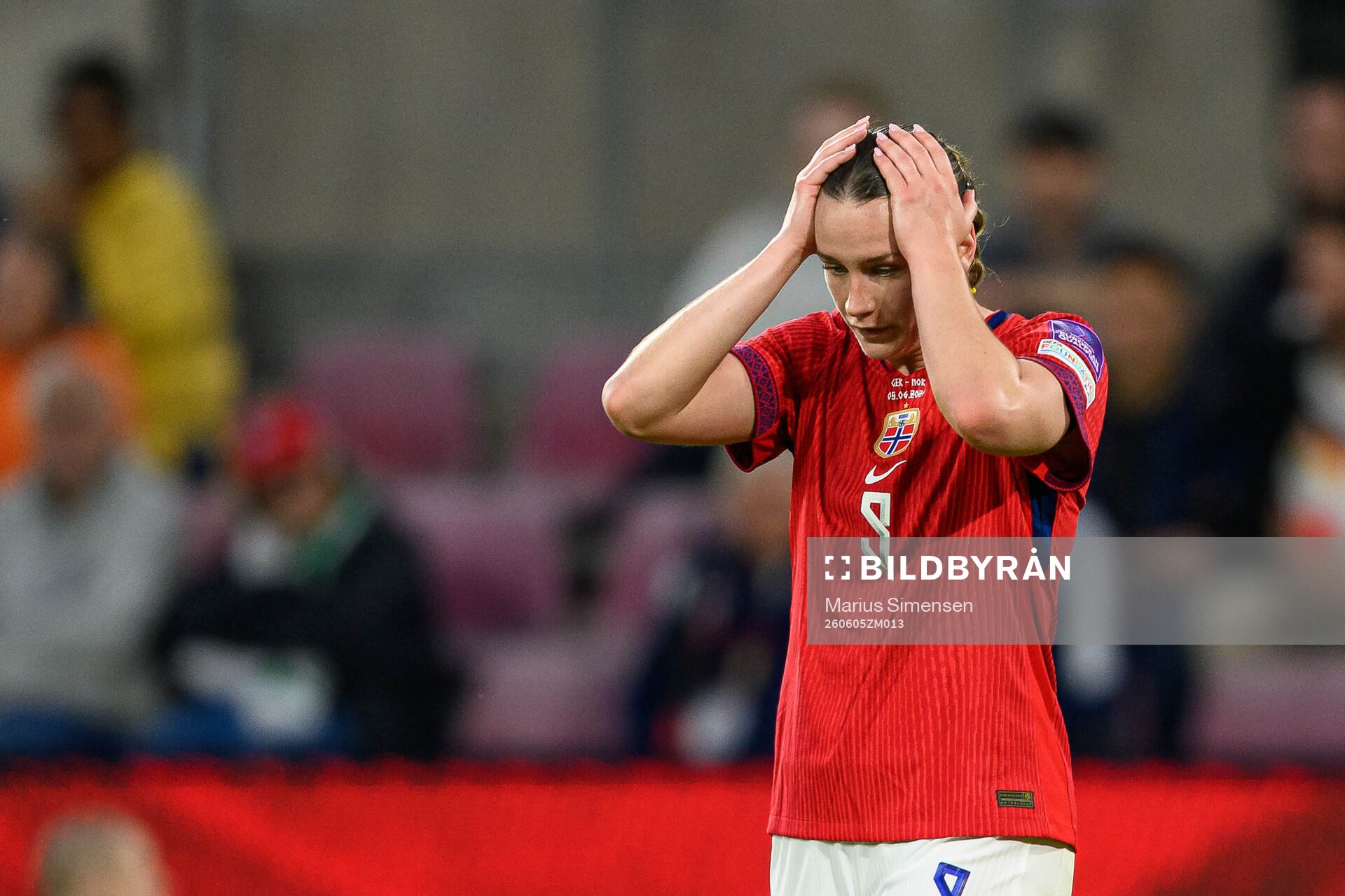 Elisabeth Terland of Norway looks dejected