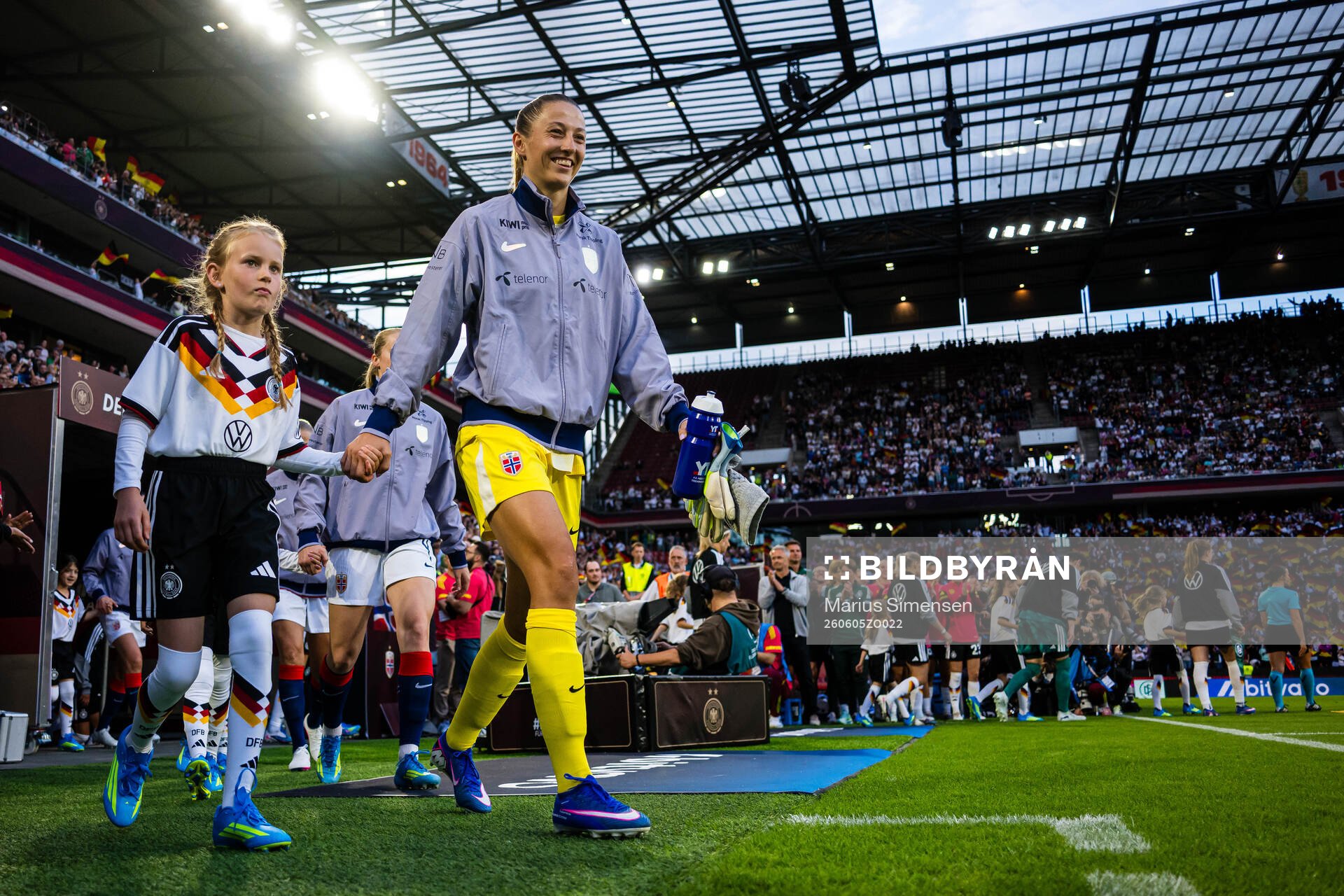 Goalkeeper Cecilie Fiskerstrand of Norway warms up