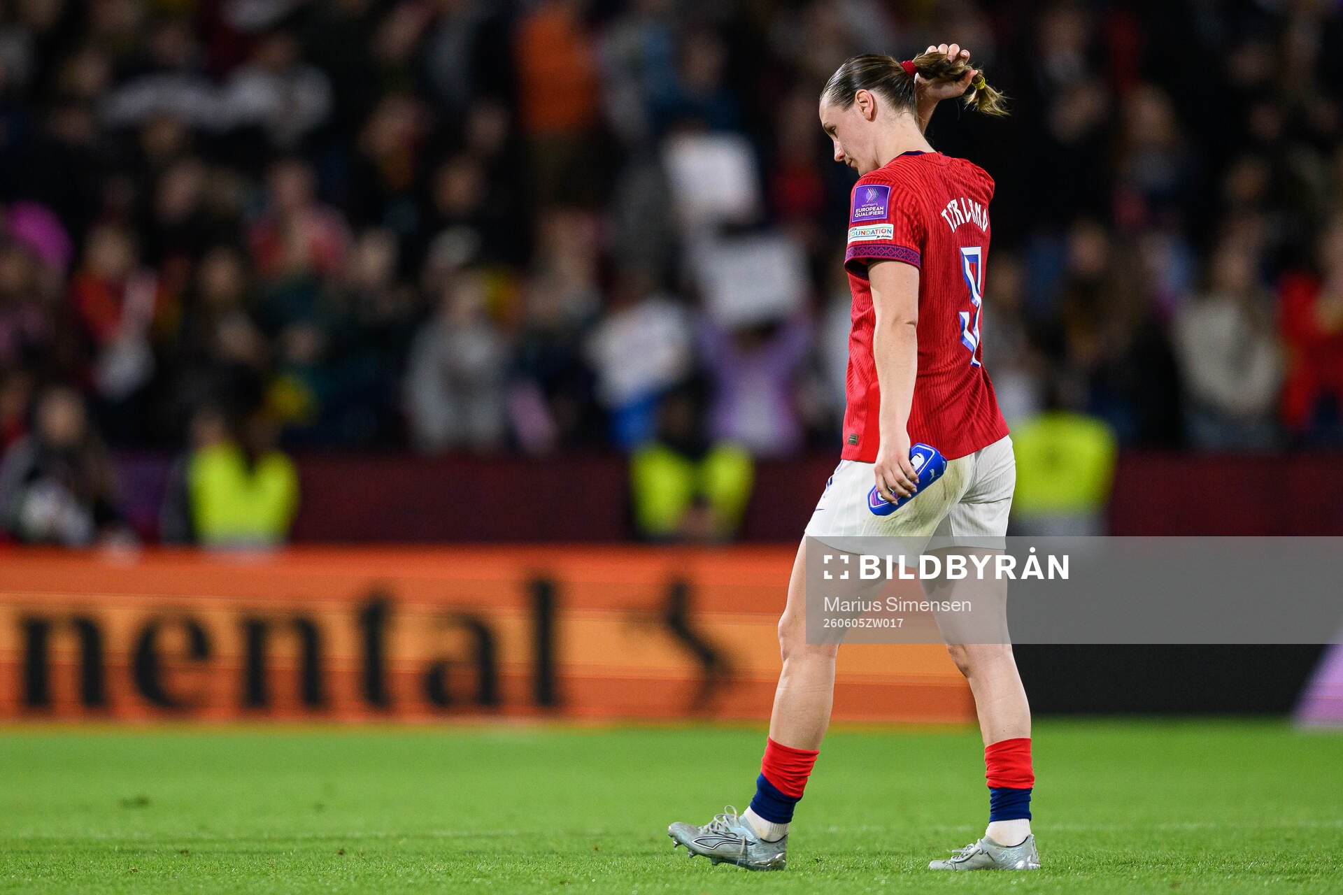 Elisabeth Terland of Norway looks dejected