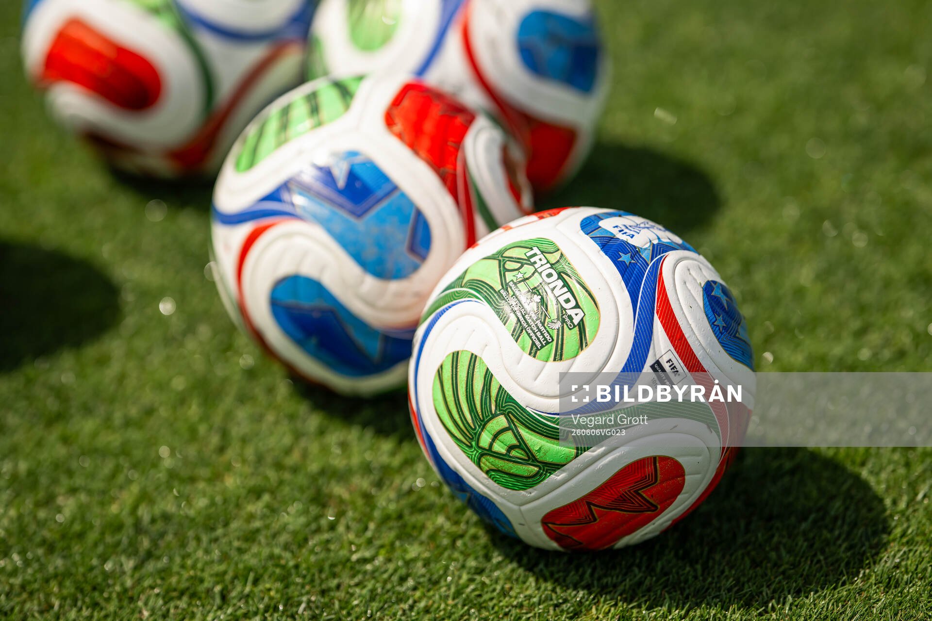 The official FIFA World Cup match ball at a training
