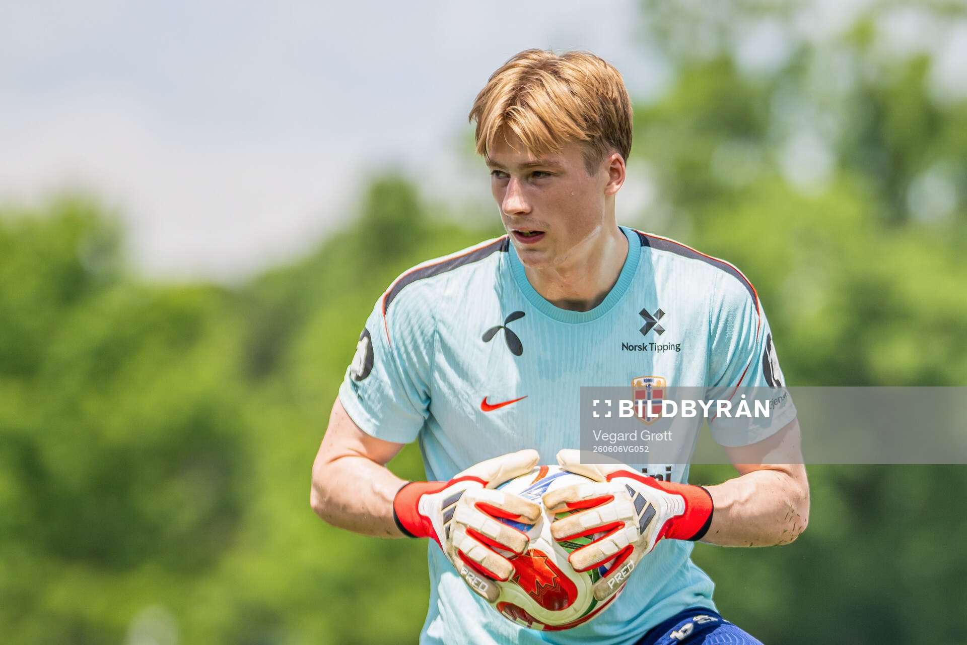 Goalkeeper Sander Tangvik of the Norwegian national