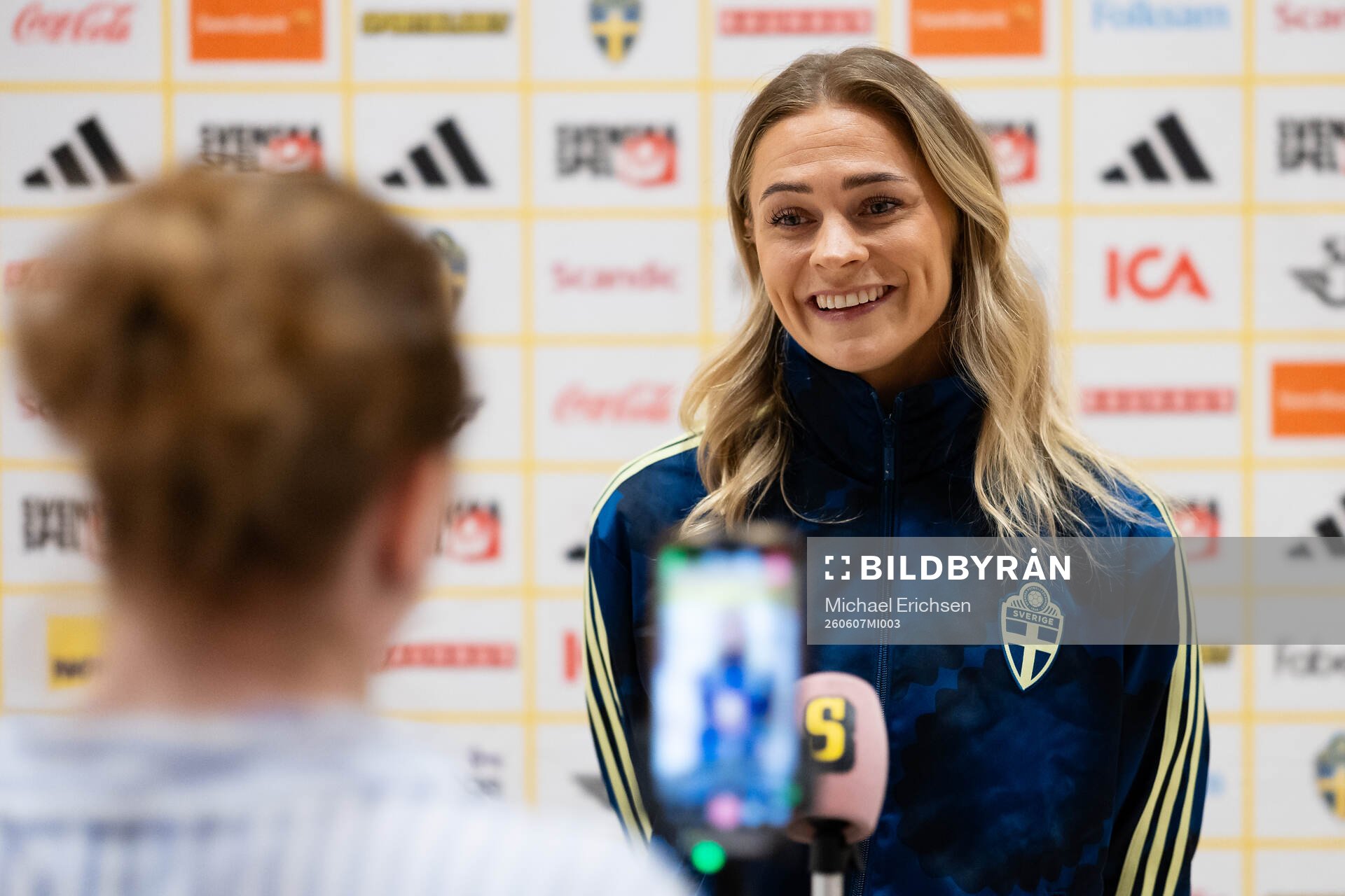 Fridolina Rolfö at a press event with the women's national