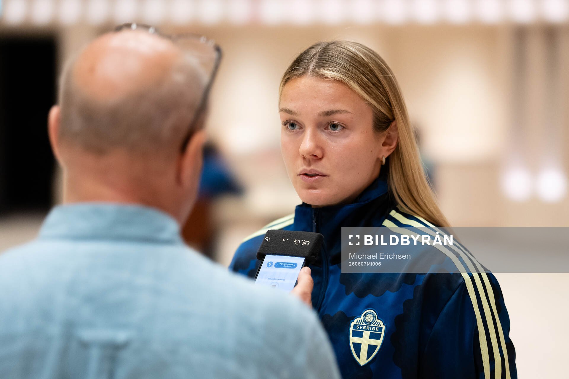 Beata Olsson at a press event with the women's national