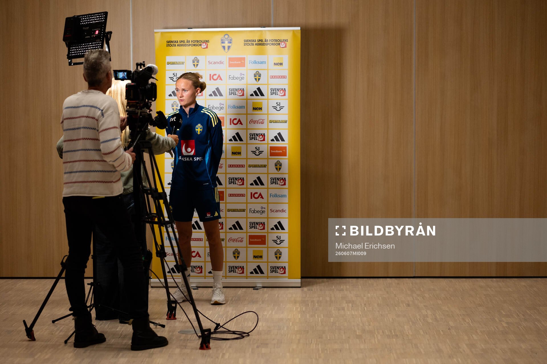 Matilda Vinberg at a press event with the women's national