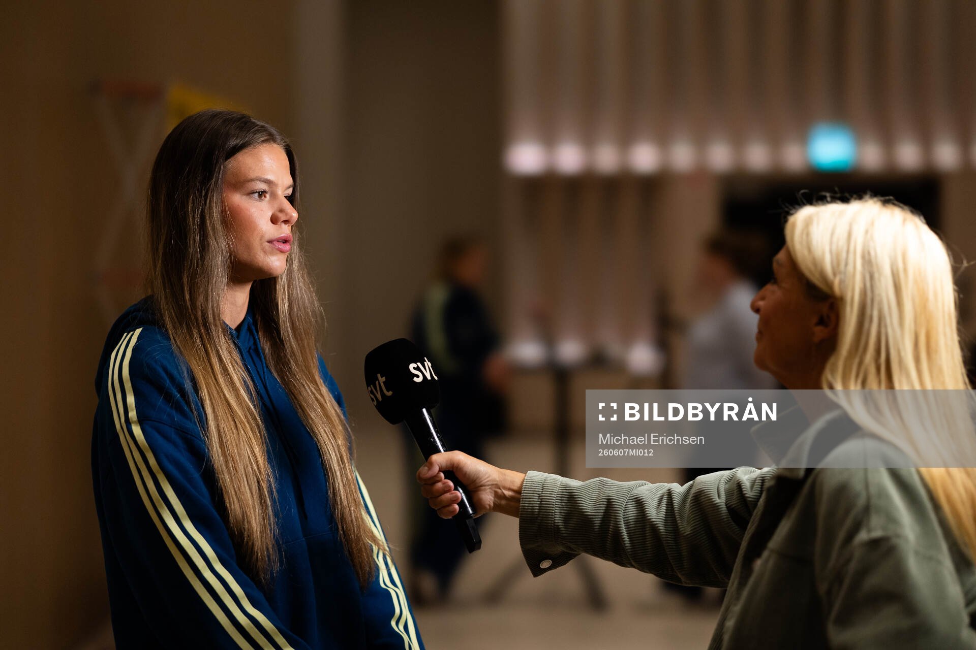 Bella Andersson at a press event with the women's national