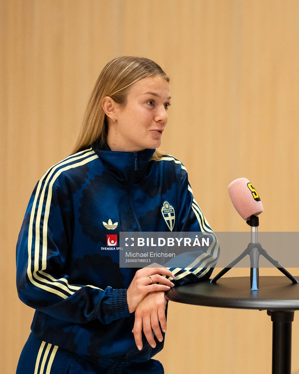 Beata Olsson at a press event with the women's national