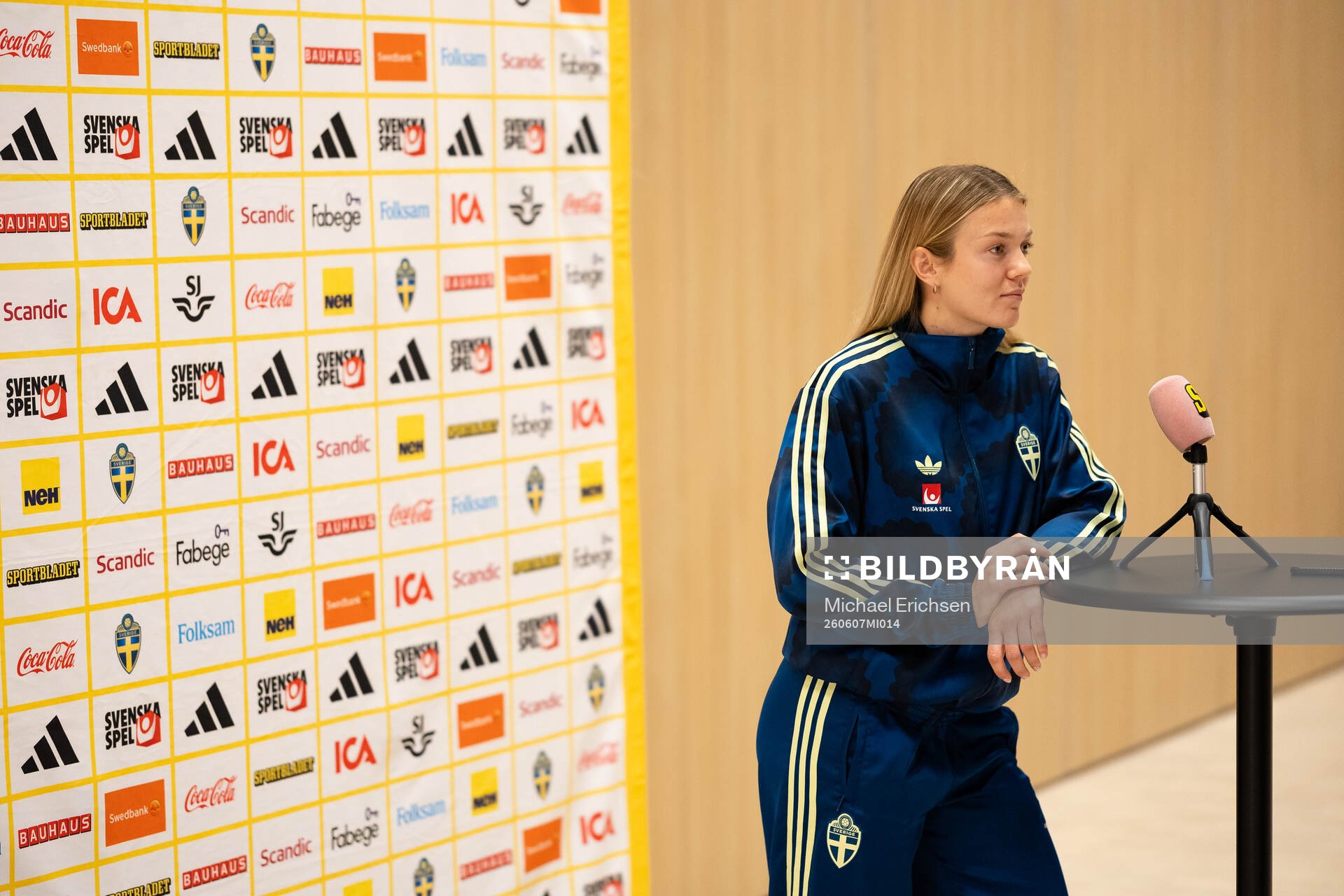 Beata Olsson at a press event with the women's national