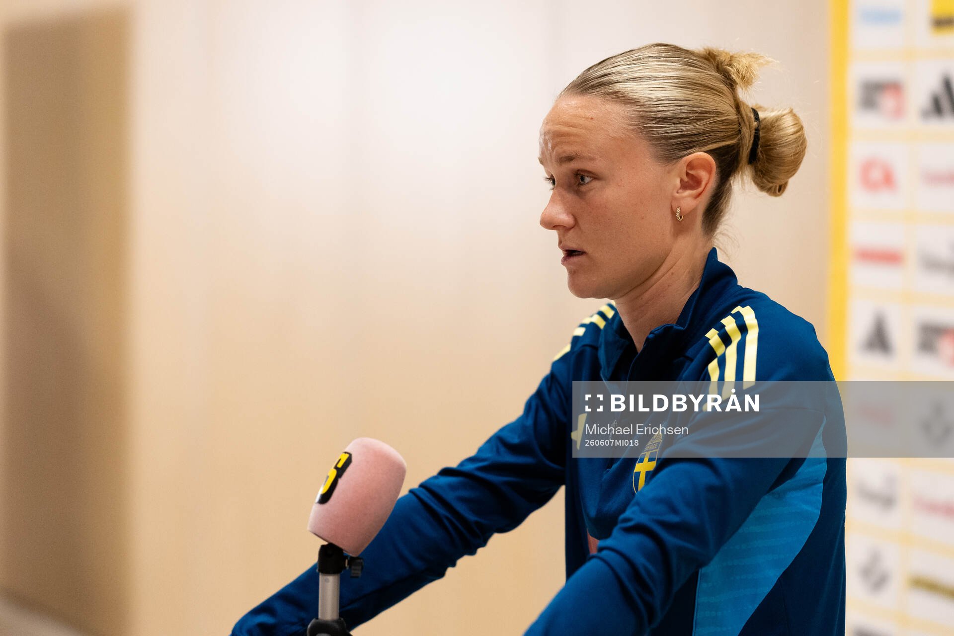 Matilda Vinberg at a press event with the women's national