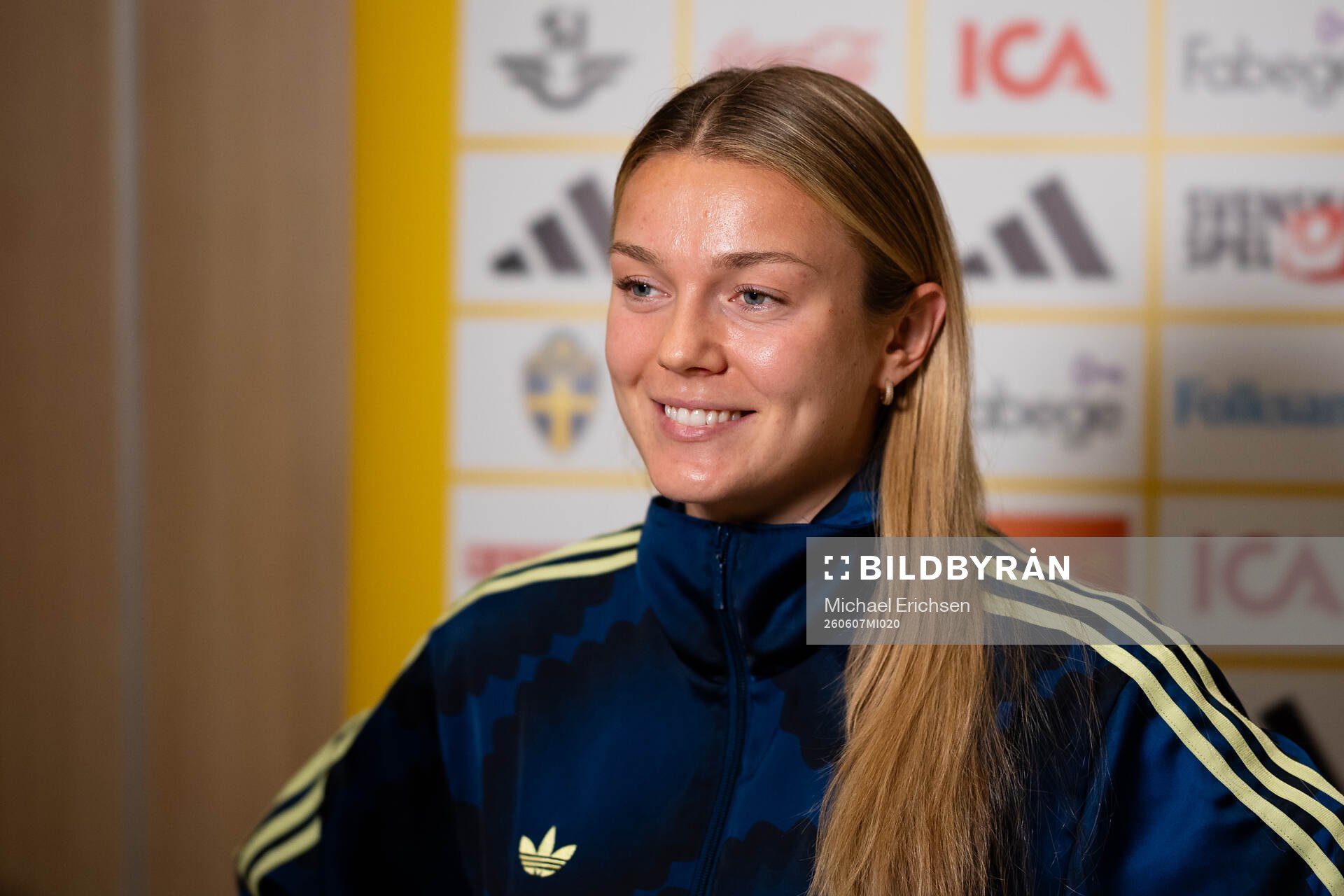 Beata Olsson at a press event with the women's national