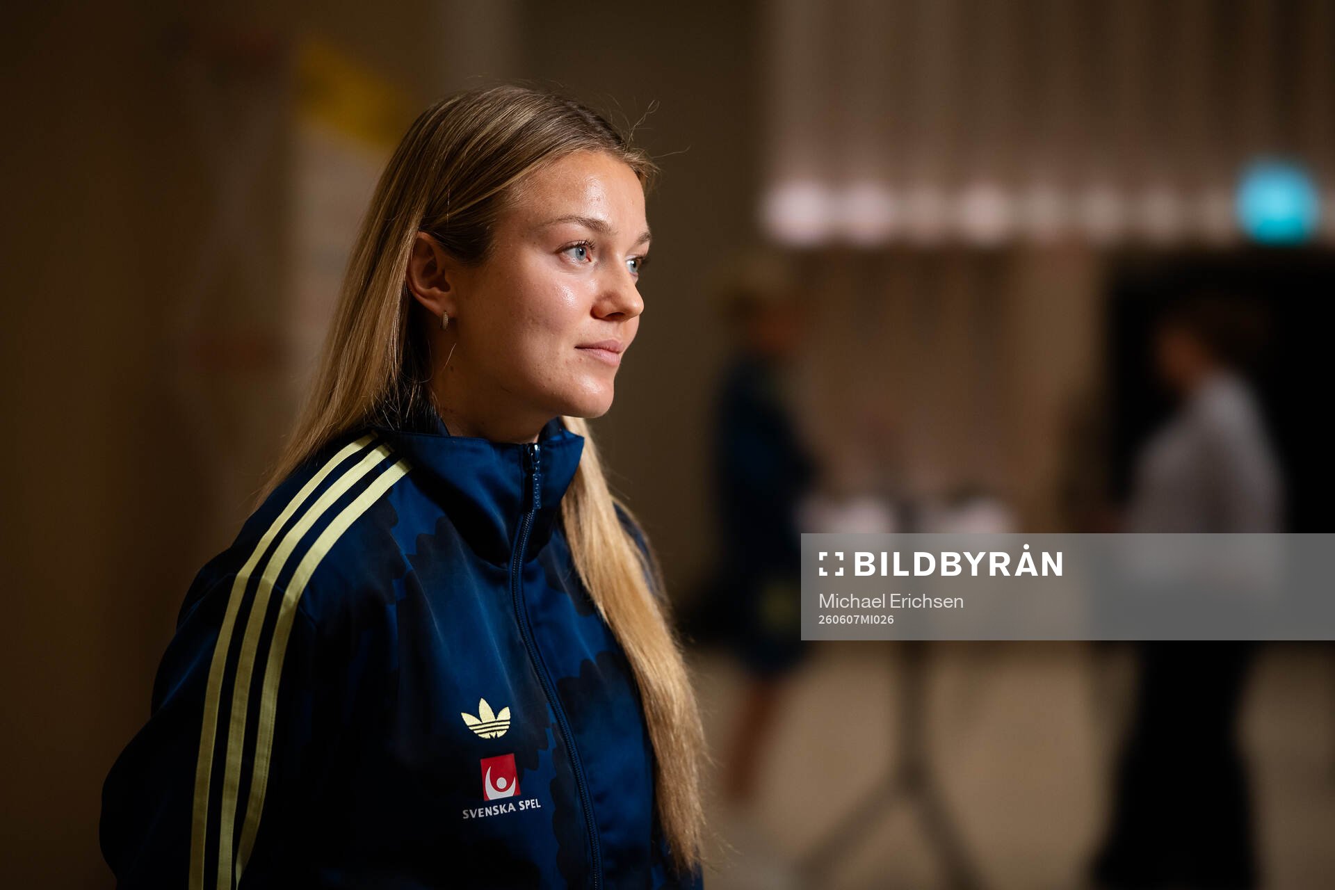 Beata Olsson at a press event with the women's national