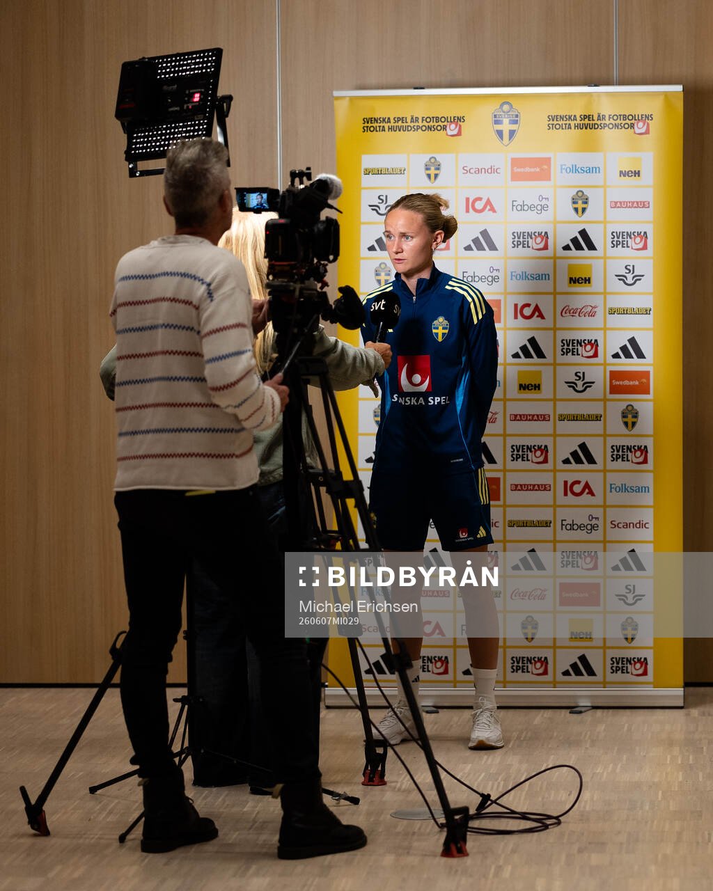 Matilda Vinberg at a press event with the women's national