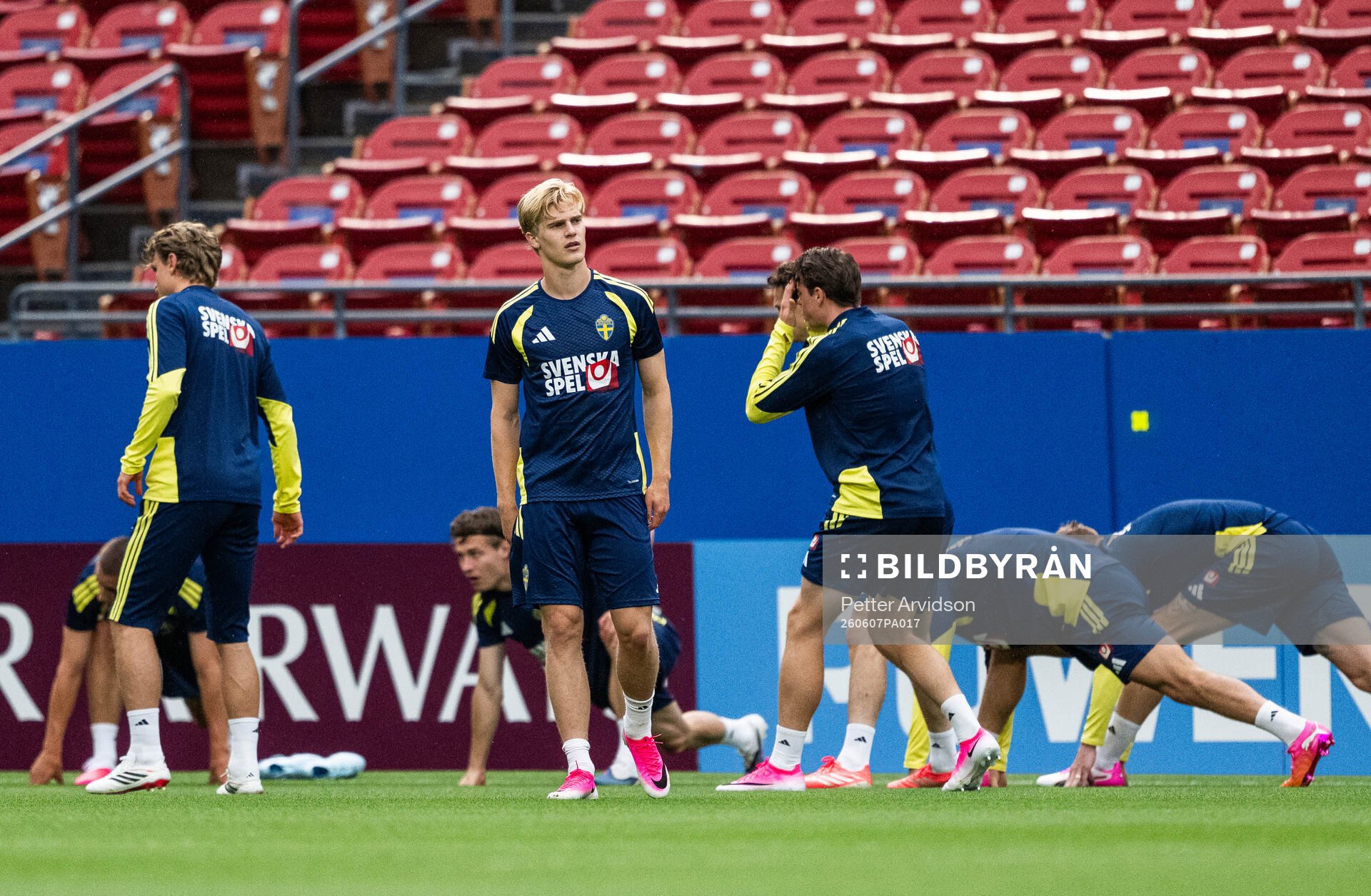 Lucas Bergvall of the Swedish national football team at a